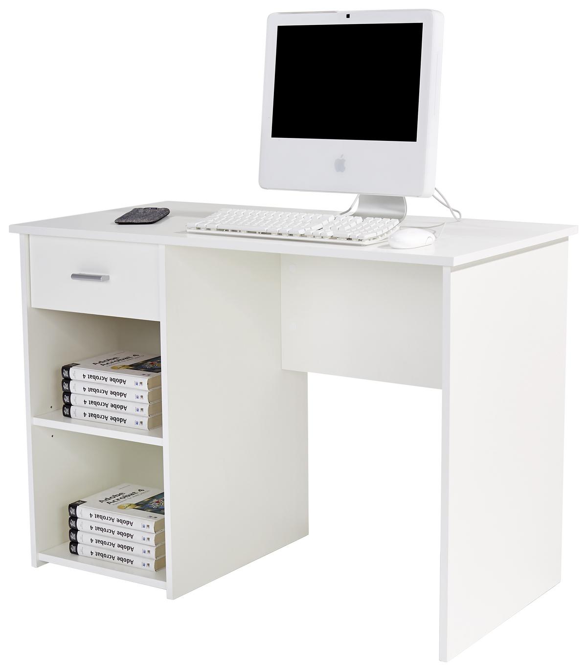 Íróasztal Fehér 1 Fiókkal Kubek 2 - fehér, Modern, faalapú anyag (110/75/50cm)