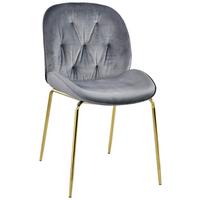 KRZESŁO LADY - kolor złoty/szary, Design, metal/tkanina (48/85/62cm) - Novel