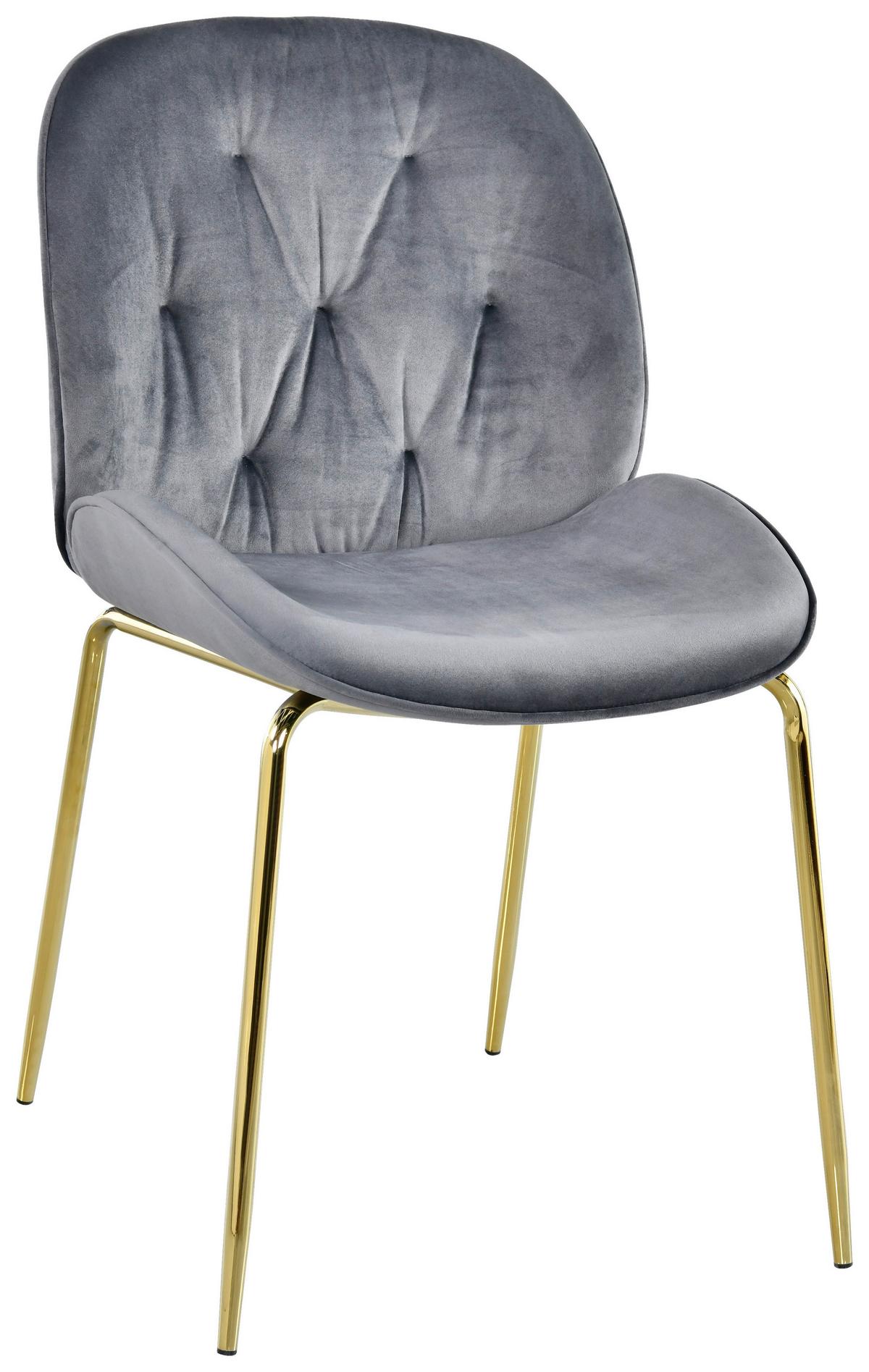 KRZESŁO LADY - kolor złoty/szary, Design, metal/tkanina (48/85/62cm) - Novel