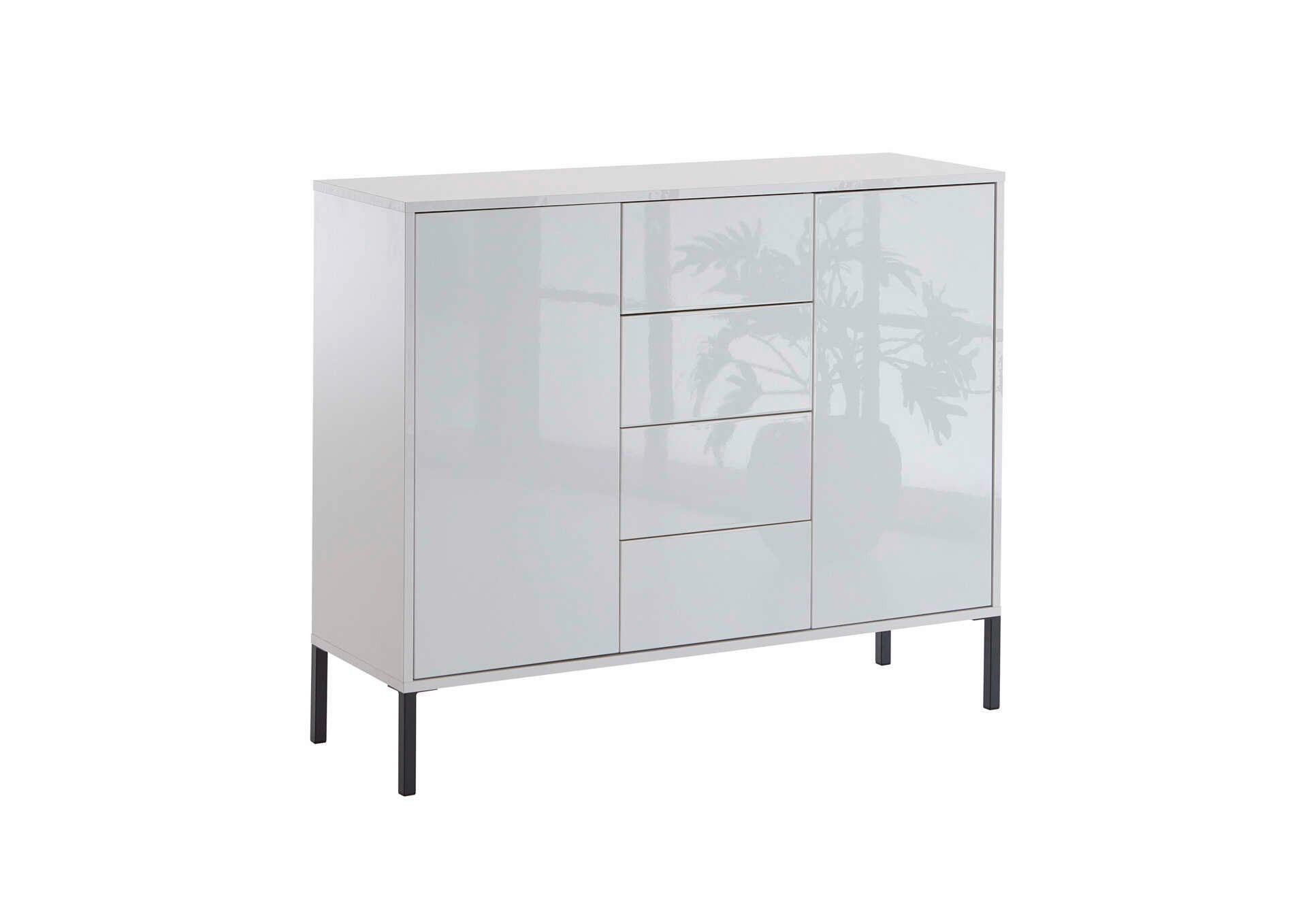 Kommode Mailand Typ 11 Weiß - Weiß Hochglanz/Anthrazit, MODERN, Holzwerkstoff/Metall (105,5/86/33cm) - MID.YOU