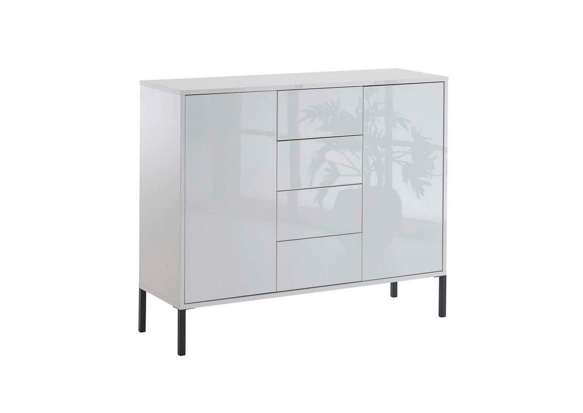 Kommode Mailand Typ 11 Weiß - Weiß Hochglanz/Anthrazit, MODERN, Holzwerkstoff/Metall (105,5/86/33cm) - MID.YOU