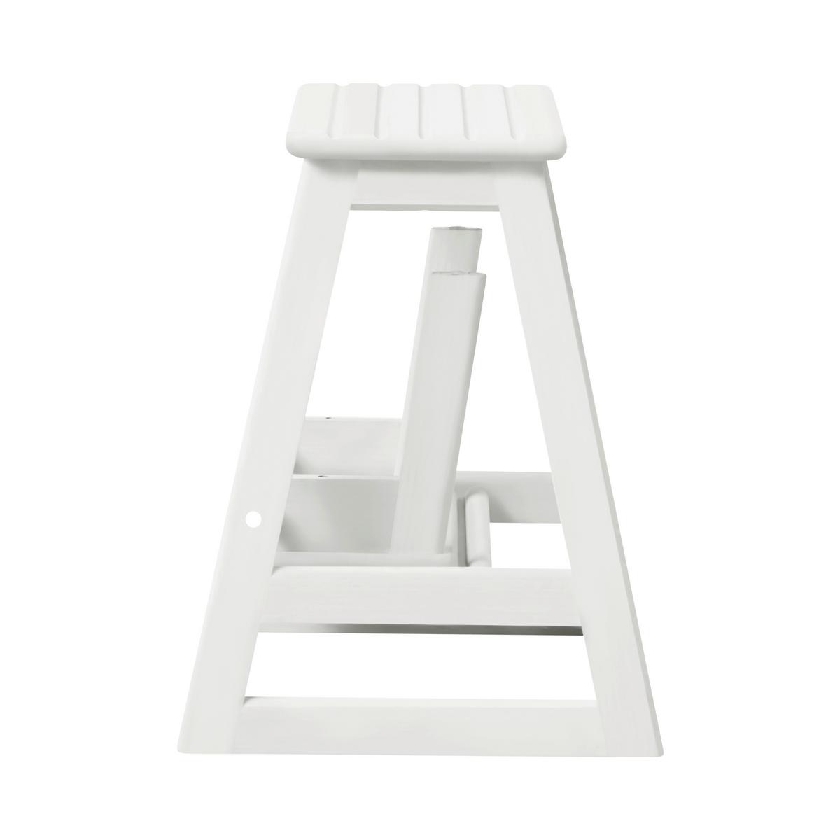 Tritthocker Skala - Weiss Hochglanz, Natur, Holz (45,5/49/38,5cm) - Gardenson