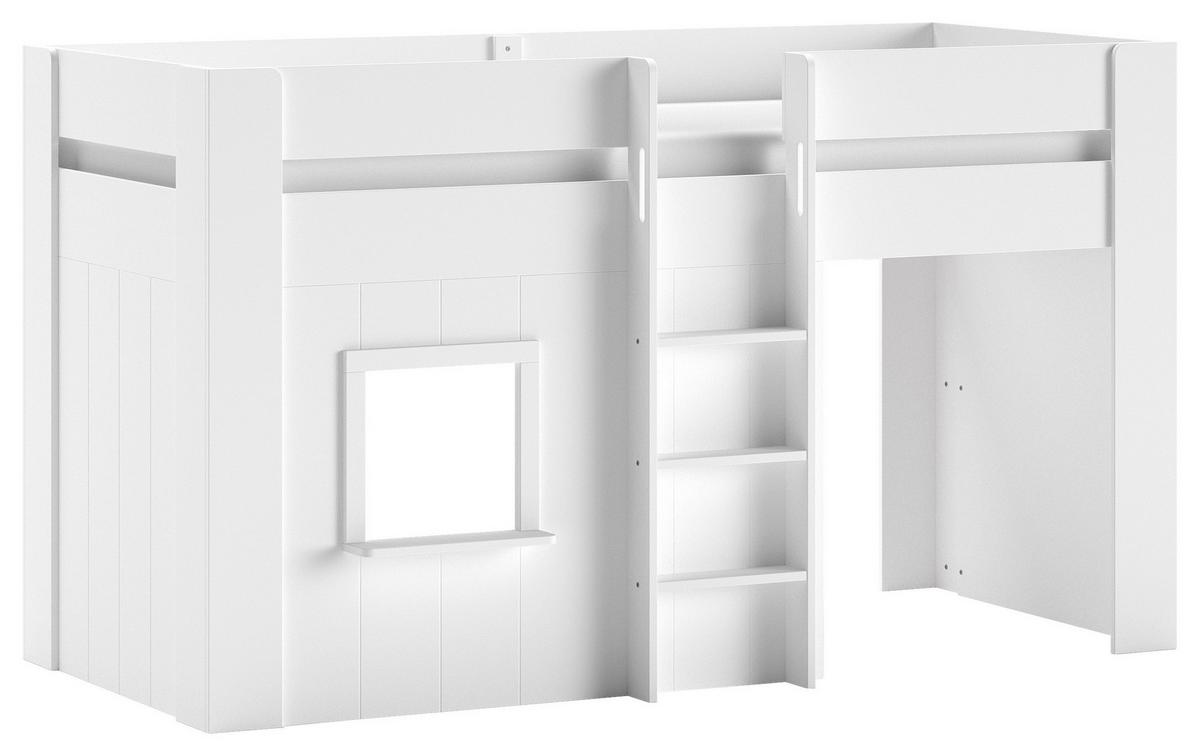 Hochbett RENO Weiß ca. 90x200 cm MDF - Naturfarben/Weiß, ROMANTIK / LANDHAUS, Holz/Holzwerkstoff (90/200cm) - Vipack