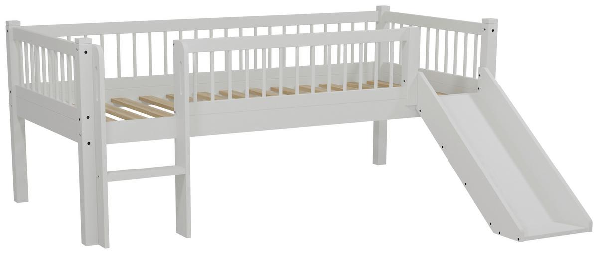 Spielbett FORREST Weiß ca.90x200cm Echtholz, Rutsche - Naturfarben/Weiß, MODERN, Holz (90/200cm) - Vipack