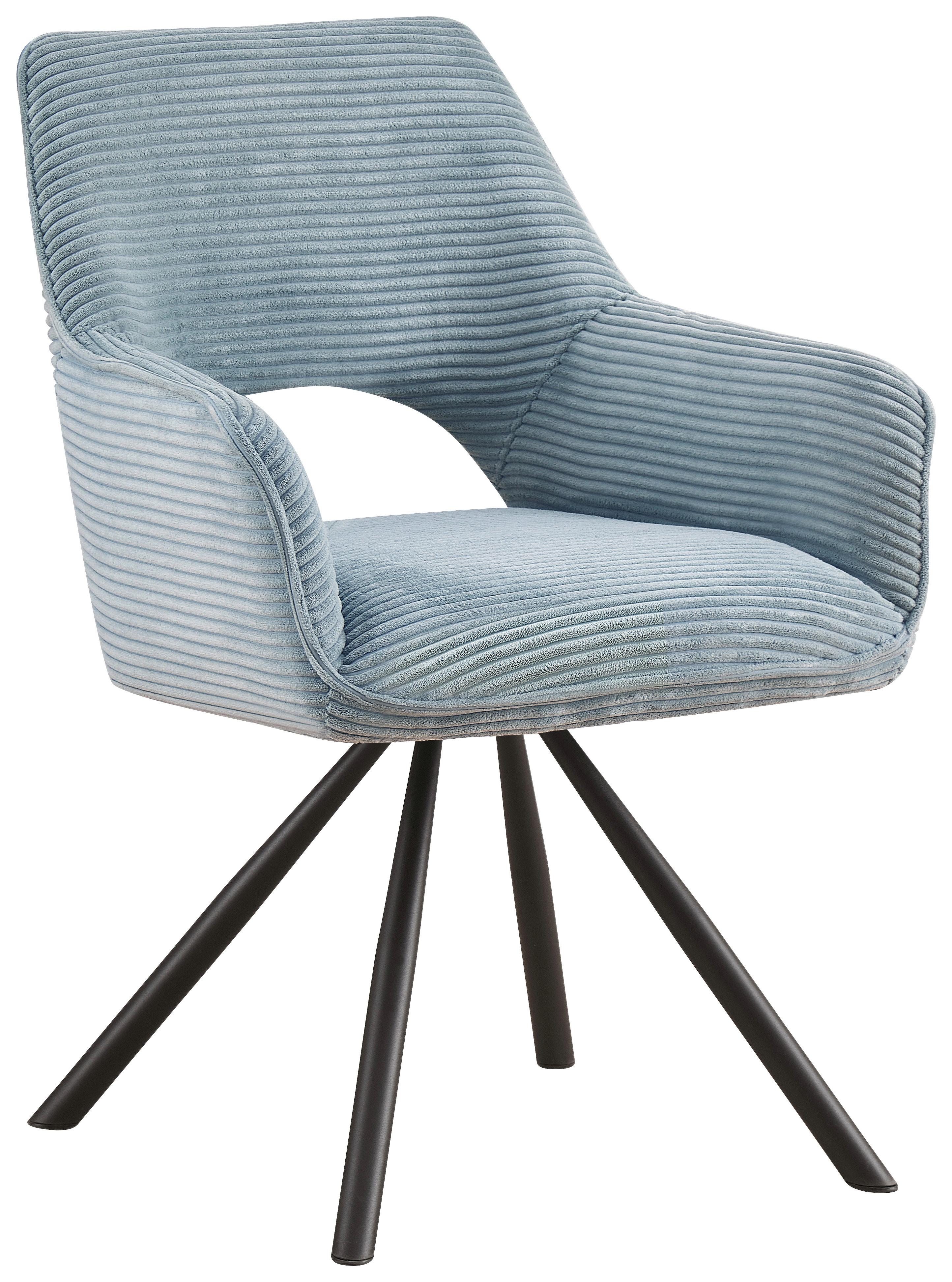 KRZESŁO Z PODŁOKIETNIKAMI JASON -HOM IN EXKLUSIV- - czarny/jasnoniebieski, Design, metal/tkanina (60/85/63cm) - Hom`in