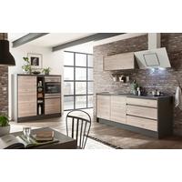 MEBLE KUCHENNE BEZ SPRZĘTÓW LESS 4 - kolor dębowy/antracytowy, Modern, materiał drewnopochodny (210/150cm) - Carryhome