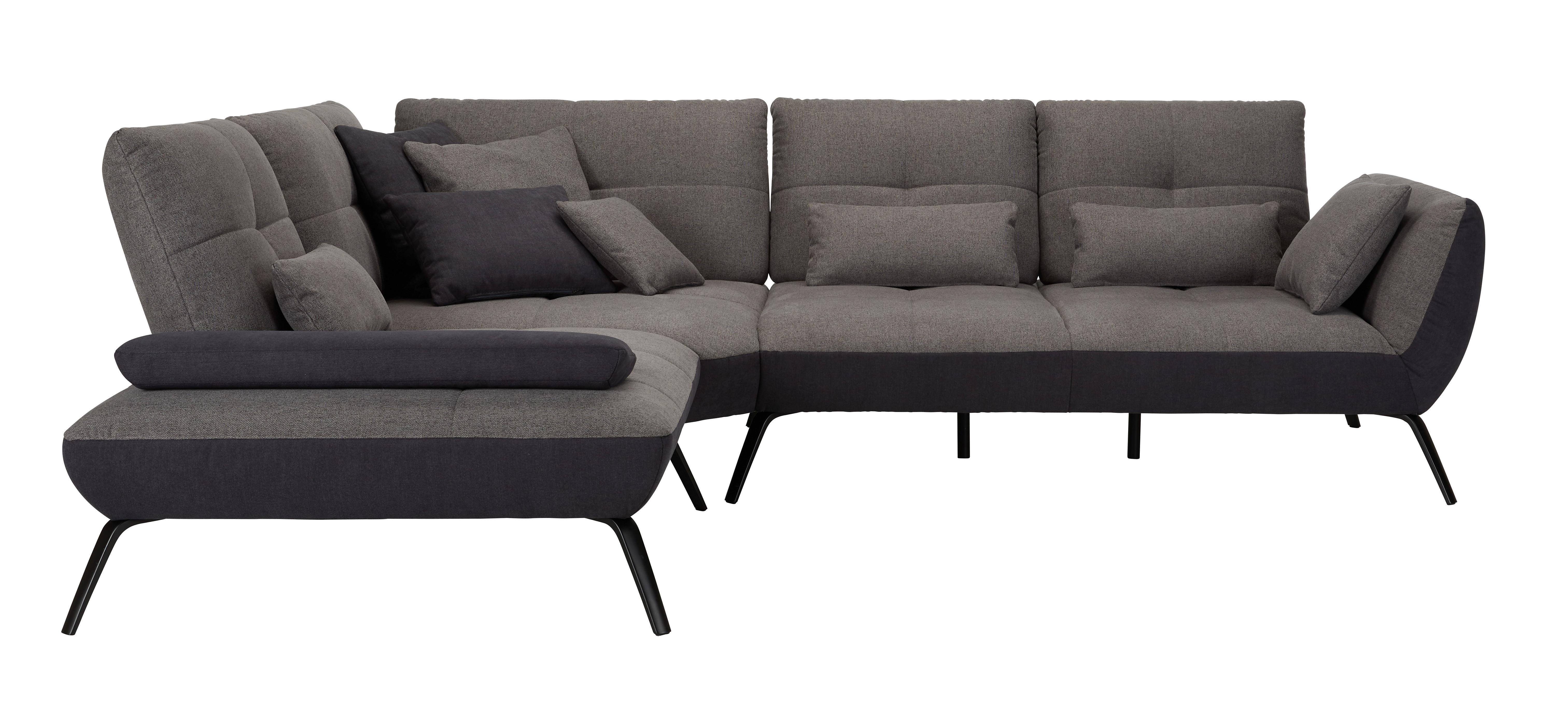 salon panoramique in Anthrazit - noir/gris foncé, Modern, textile/métal (250/93/310cm) - Premium Living