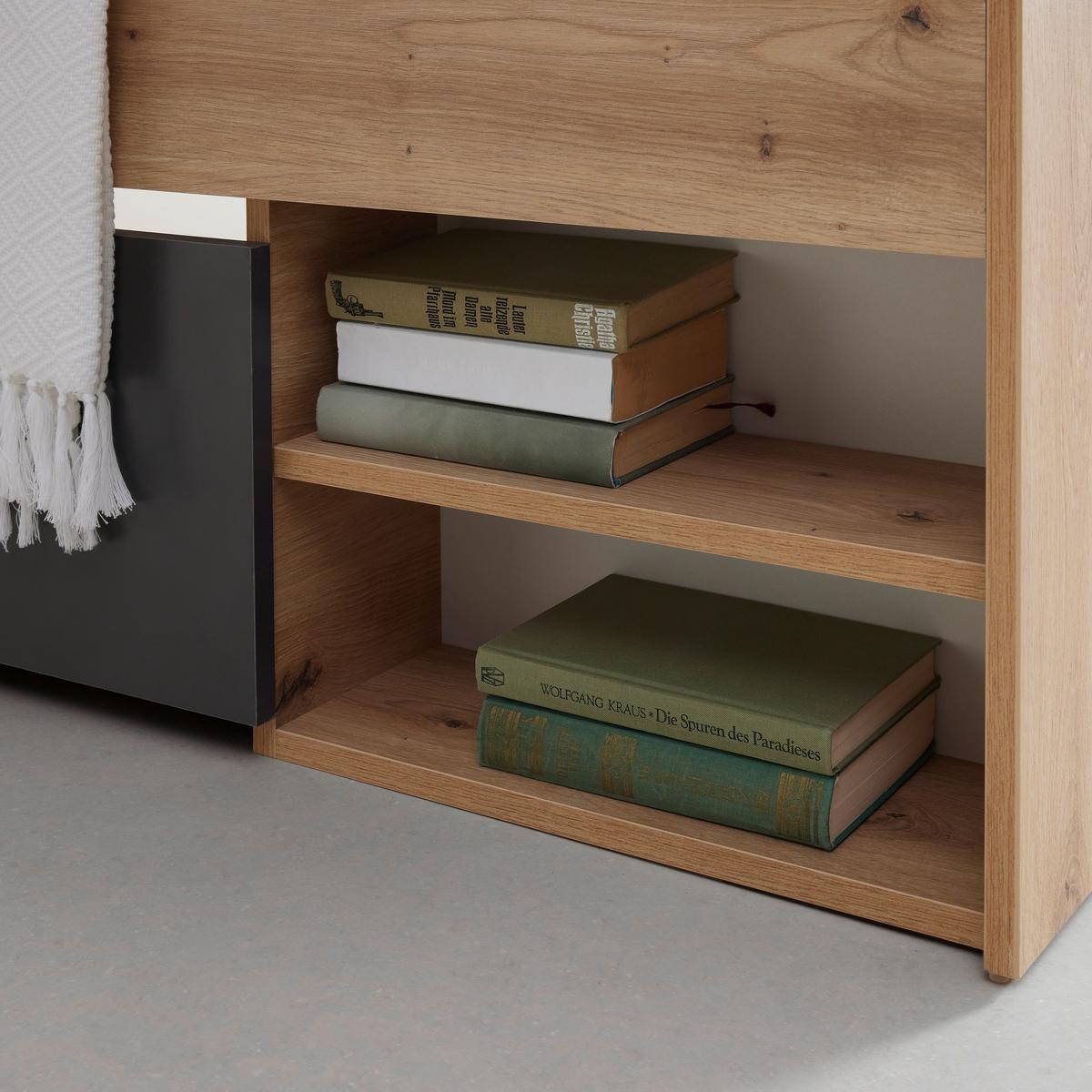 Bett Azurro 2-120 Anthrazit/Eiche Artisan - Anthrazit/Eiche Artisan, MODERN, Holzwerkstoff (120/200cm) - Mömax