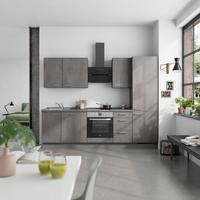Küchenblock Riva High m. Geräten Schieferfarben - Schieferfarben/Edelstahlfarben, MODERN, Holzwerkstoff/Metall (270cm) - Nobilia