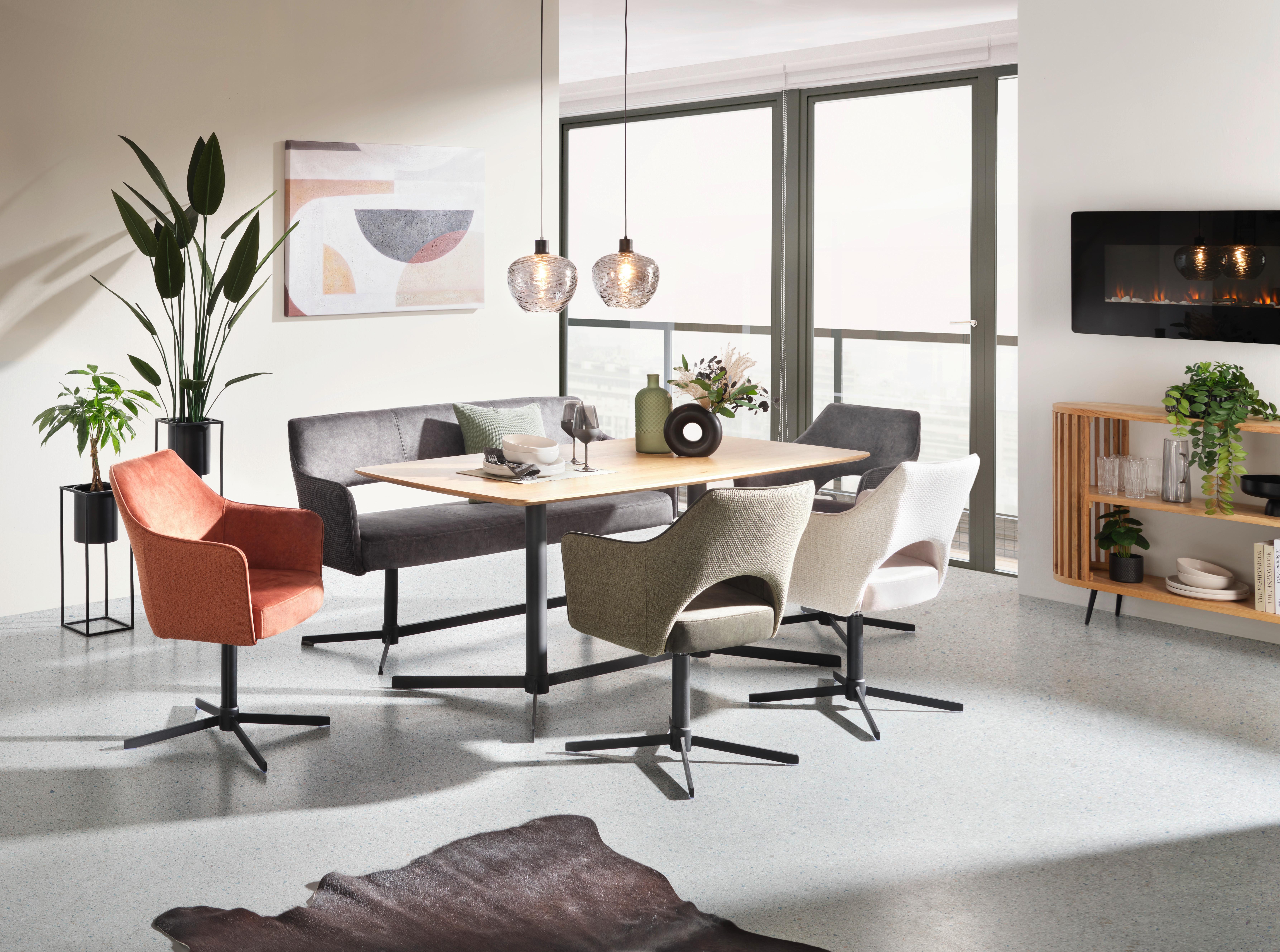 STOL MED ARMSTÖD VALLETTA - svart/rostfärgad, Klassisk, metall/textil (61/85/60cm) - Premium Living