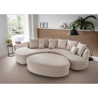 Wohnlandschaft Limoncello m. Hocker ca. 160x300 cm Beige - Beige/Schwarz, Design, Kunststoff/Textil (160/300cm) - Livetastic