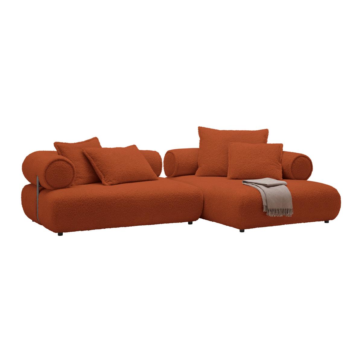 Wohnlandschaft Casimir Kupferfarben - Schwarz/Kupferfarben, LIFESTYLE, Kunststoff/Textil (310/180cm) - Premium Living