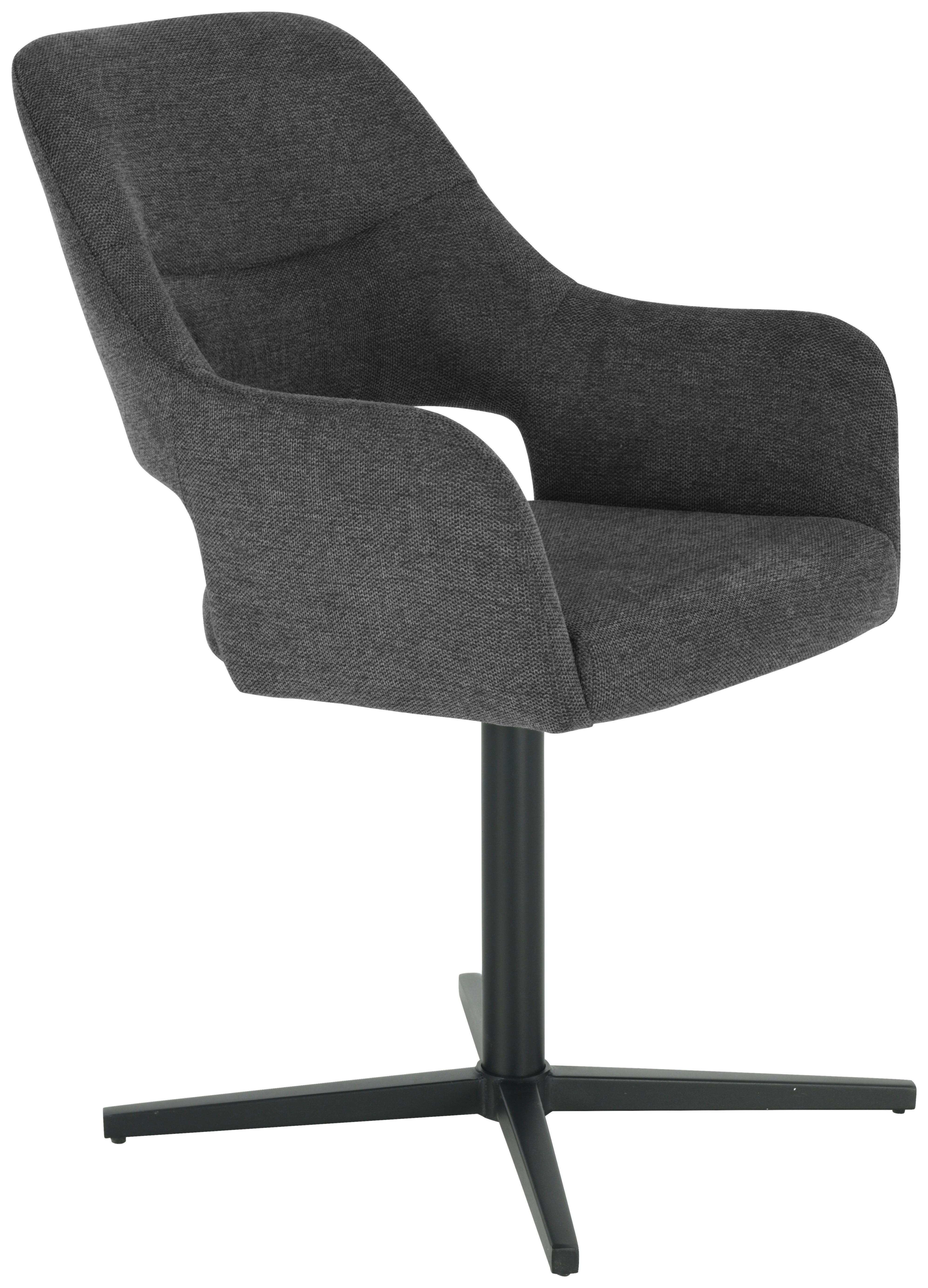 Naslanjač Salin, Siva - temno siva/črna, Trend, kovina/tekstil (56/86/63cm)