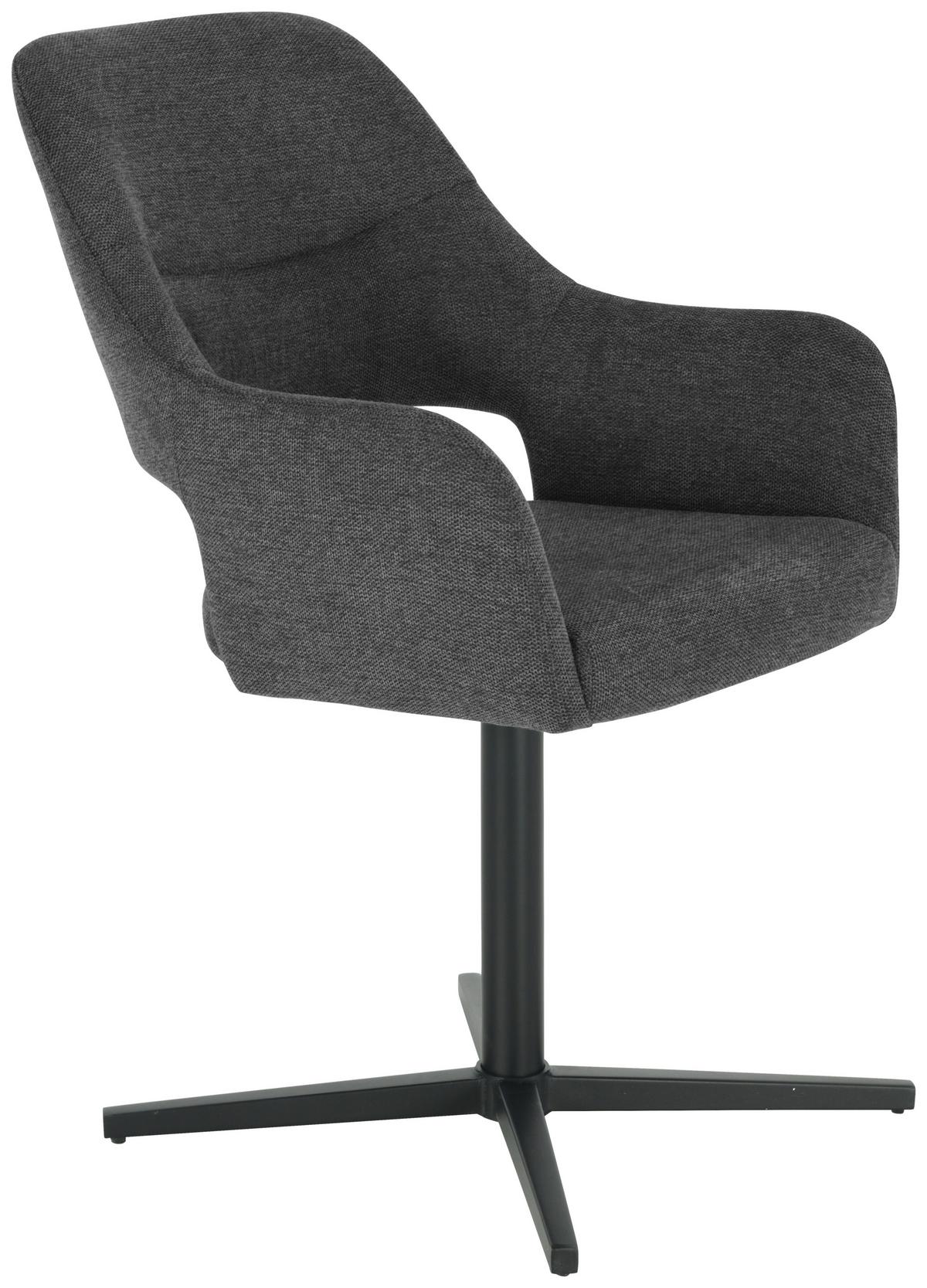 Naslanjač Salin, Siva - temno siva/črna, Trend, kovina/tekstil (56/86/63cm)