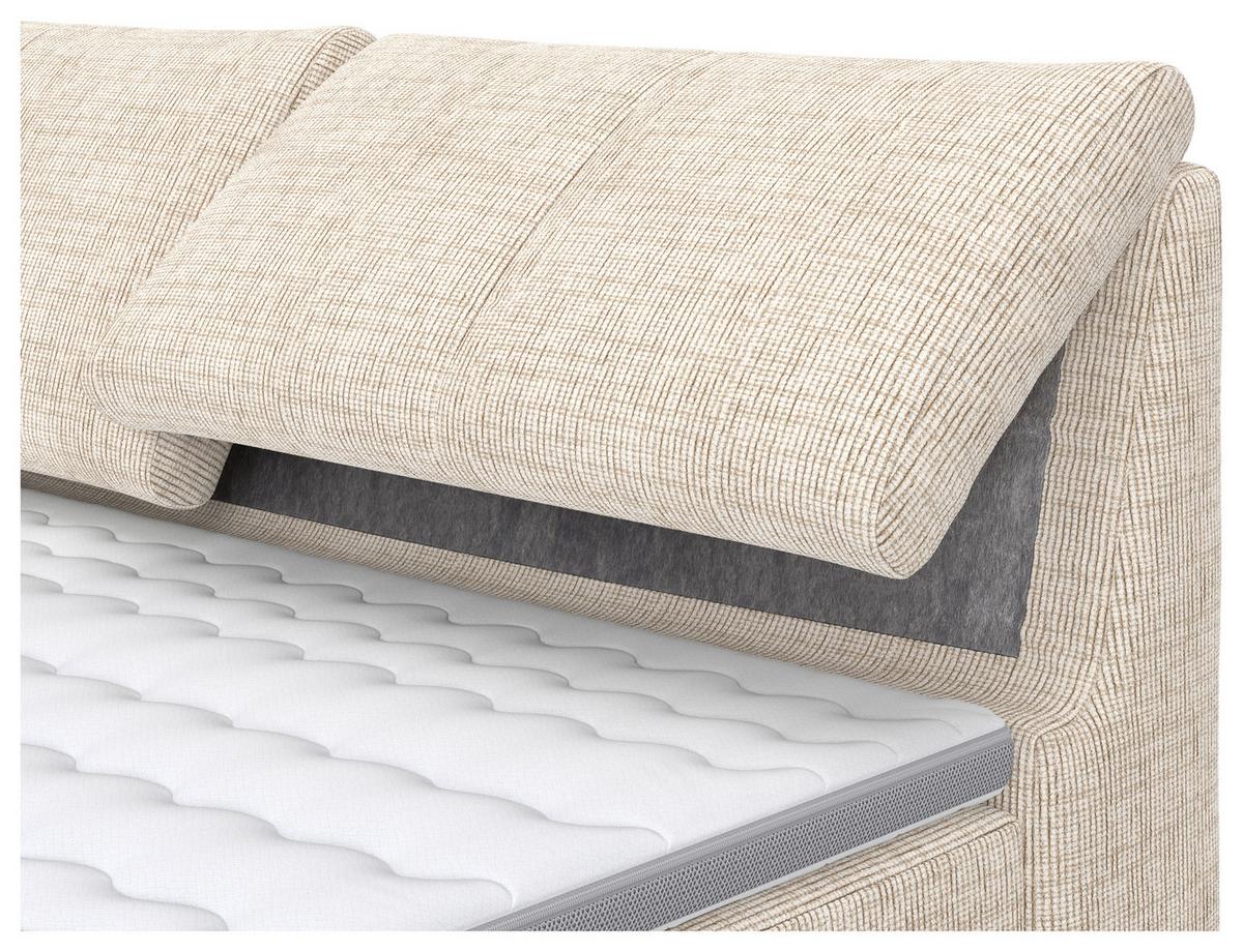 Boxspringbett Tabea Sandfarben ca. 180x200cm - Sandfarben/Alufarben, KONVENTIONELL, Karton/Naturmaterialien (180/200cm) - Premium Living