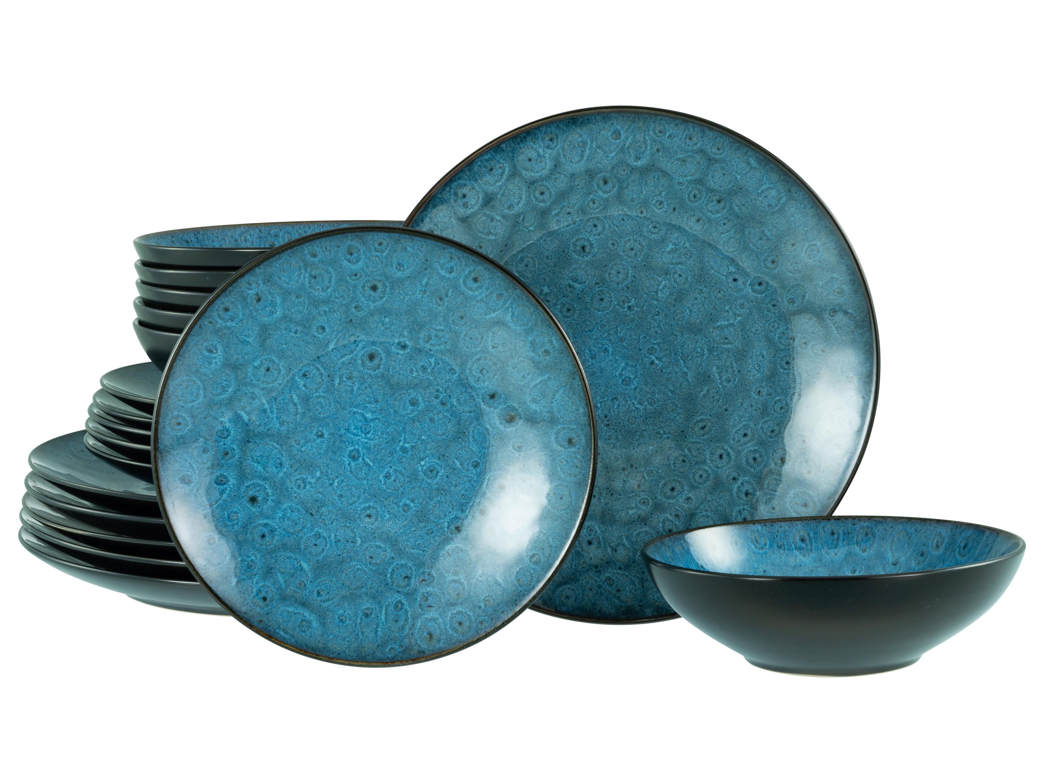 Jedilni Servis Capri, 18-Delni - modra/črna, Basics, keramika - Creatable