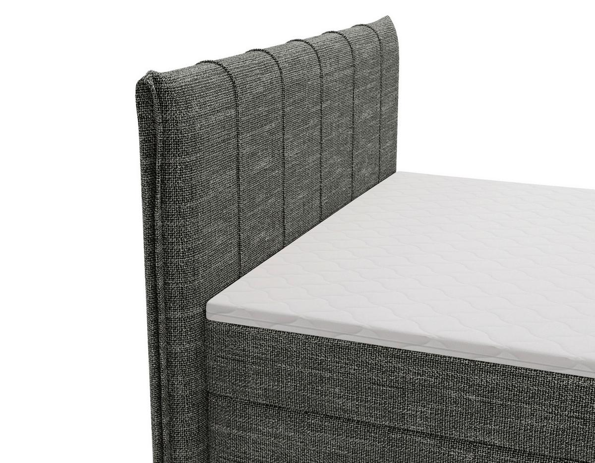 Boxbett Veloria Anthrazit ca. 140x200cm - Anthrazit/Schwarz, KONVENTIONELL, Textil/Metall (140/200cm) - Based