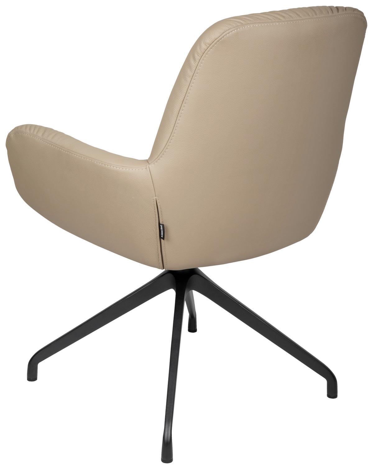 KRZESŁO Z PODŁOKIETNIKAMI MILES -EXKLUSIV- - czarny/taupe, Design, skóra/metal (64/89/65cm) - Dieter Knoll