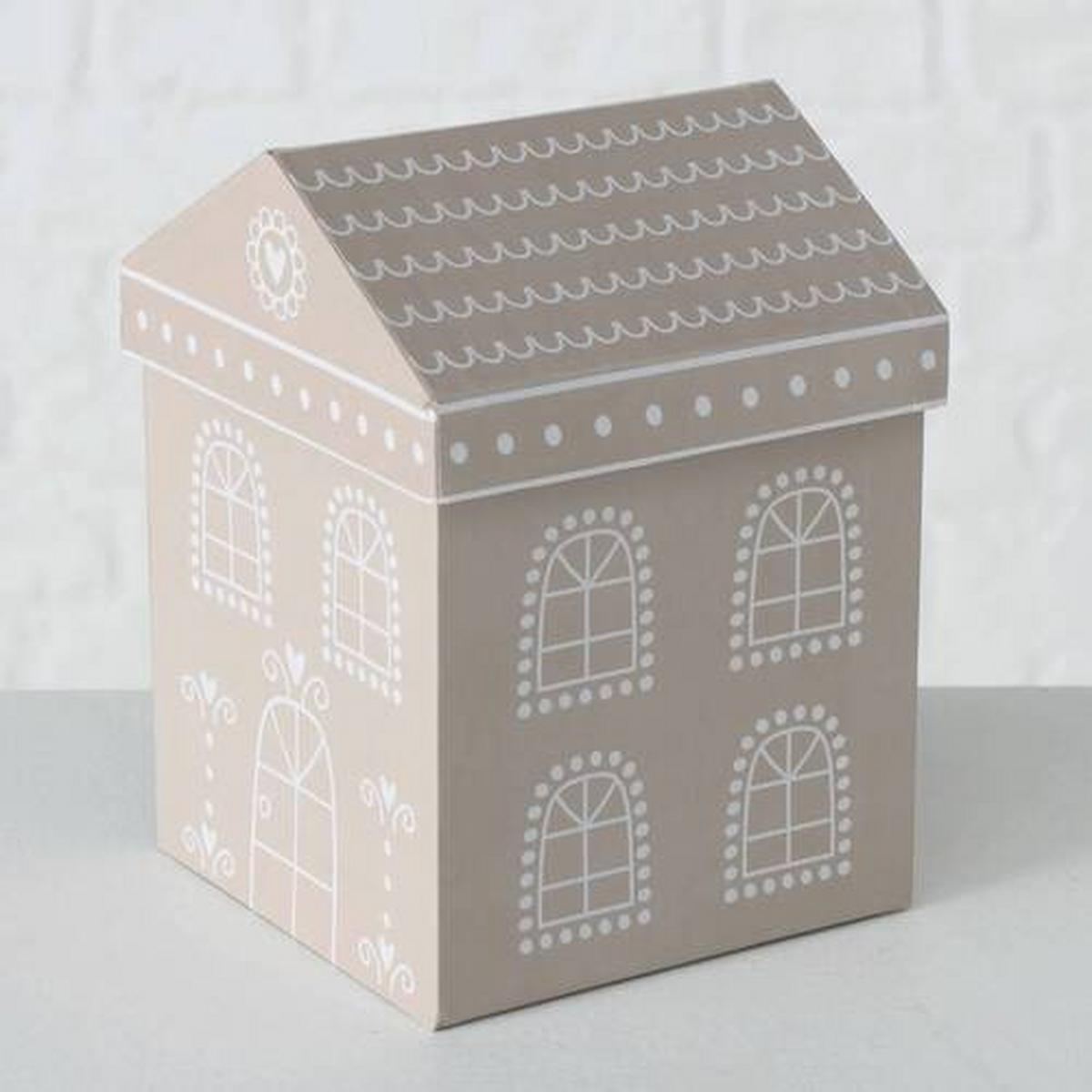 Dekobox Villana I in Weiss/Beige - Weiss/Beige, Romantik / Landhaus, Papier (11/15/11cm) - Premium Living