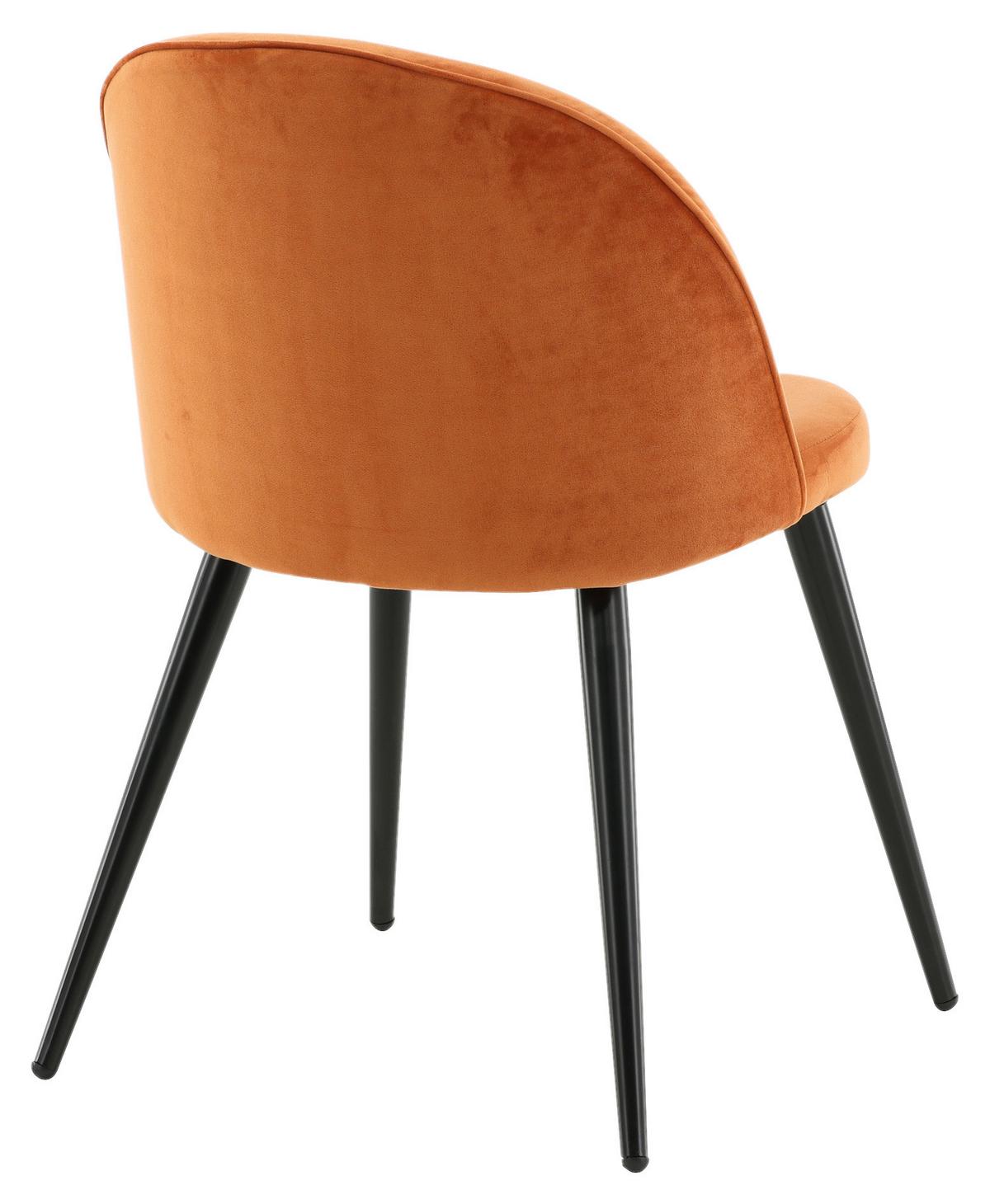 STUHL-SET VELVET - Schwarz/Orange, Design, Textil/Metall (57/76.5/50cm) - Livetastic