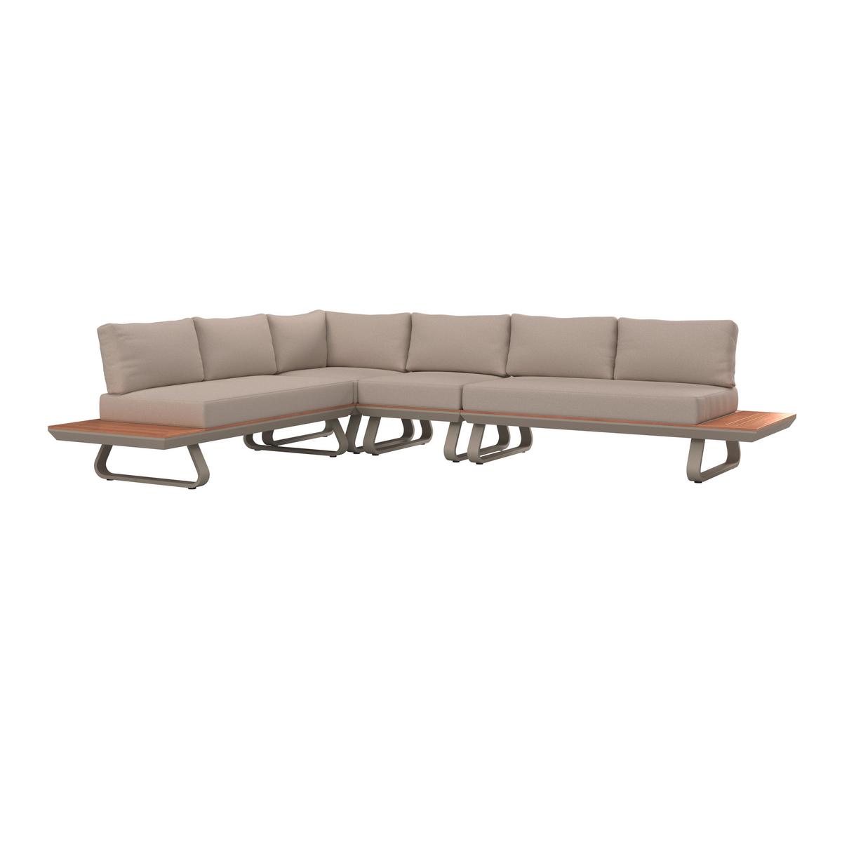 Dining-Loungeset Emma Creme Outdoorstoff/Polywood+Abd. - Creme/Hellgrau, MODERN, Kunststoff/Textil (248/318/72cm) - Bessagi Garden