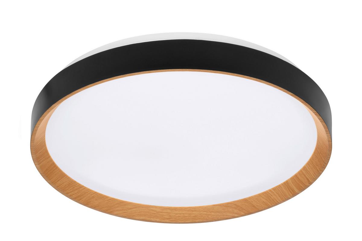 LAMPA SUFITOWA LED NASHVILLE - czarny/kolor dębu sonoma, Basics, tworzywo sztuczne/metal (48/8cm) - Novel