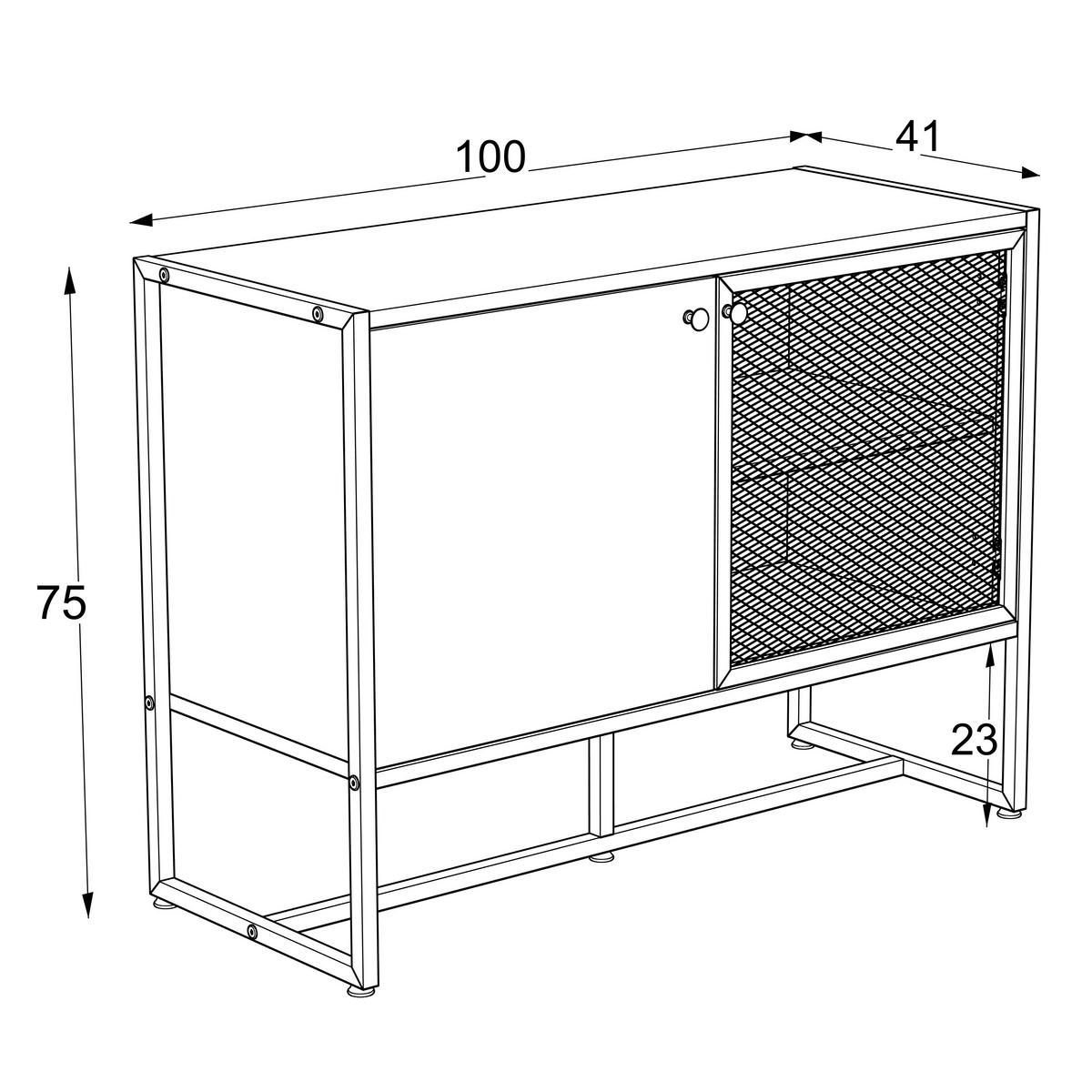 KOMODA SZEROKA MELA SIDEBOARD - czarny/kolor dębu sonoma, Modern, materiał drewnopochodny/metal (100/75/41cm) - P & B