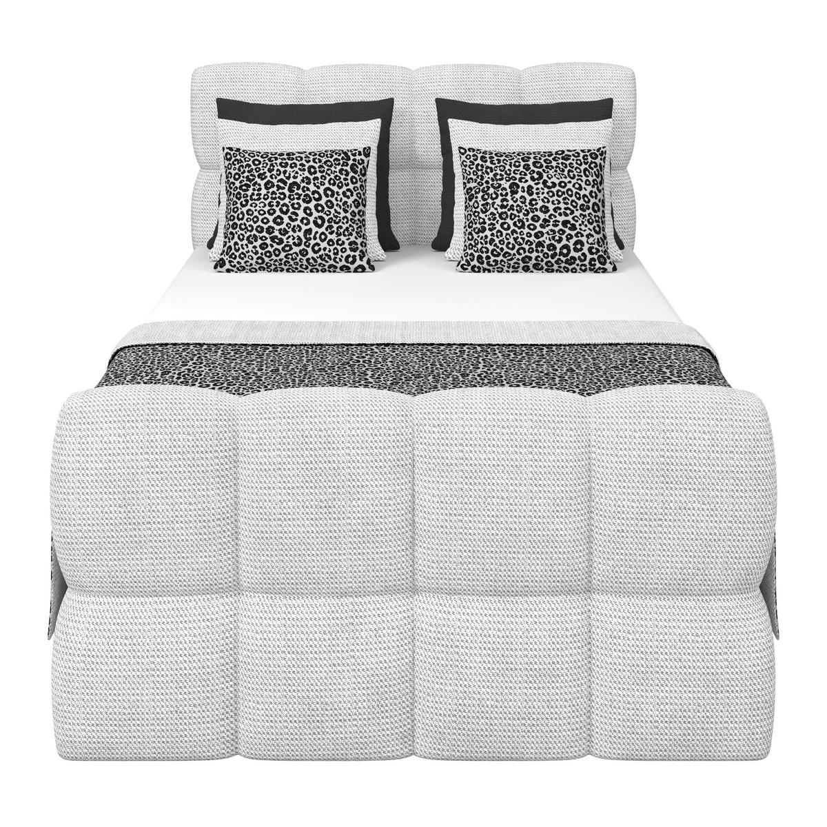 Postelja Boxspring Brisbane, Sivobela, 140x200 - črna/sivobela, Trend, kovina/umetna masa (140/200cm) - Premium Living