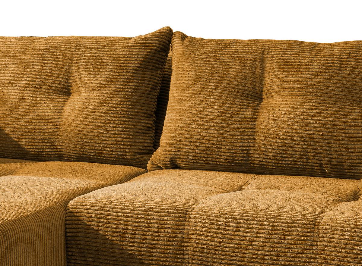 Wohnlandschaft Restato Goldfarben Cord - Goldfarben/Schwarz, MODERN, Holz/Textil (177/246cm) - MID.YOU