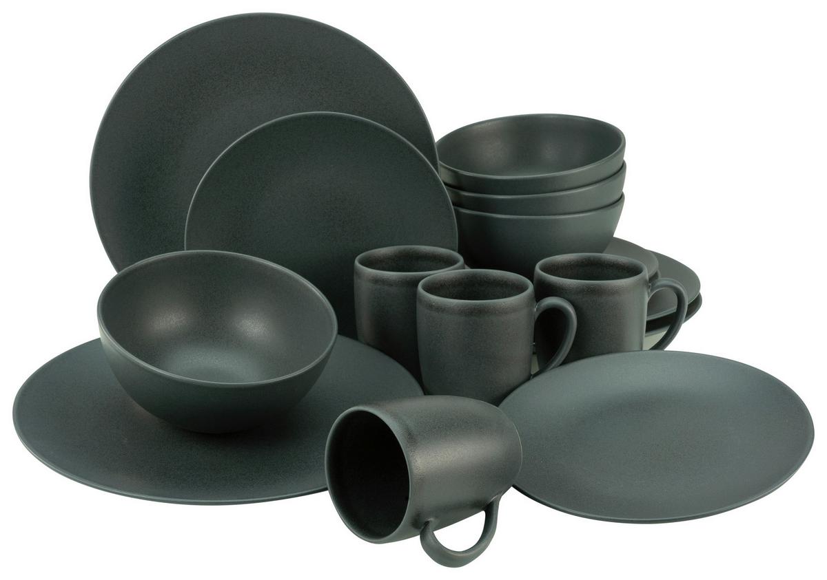 Kombinirani Servis Soft Touch Black, 16-Delni - črna, Trend, keramika - Creatable