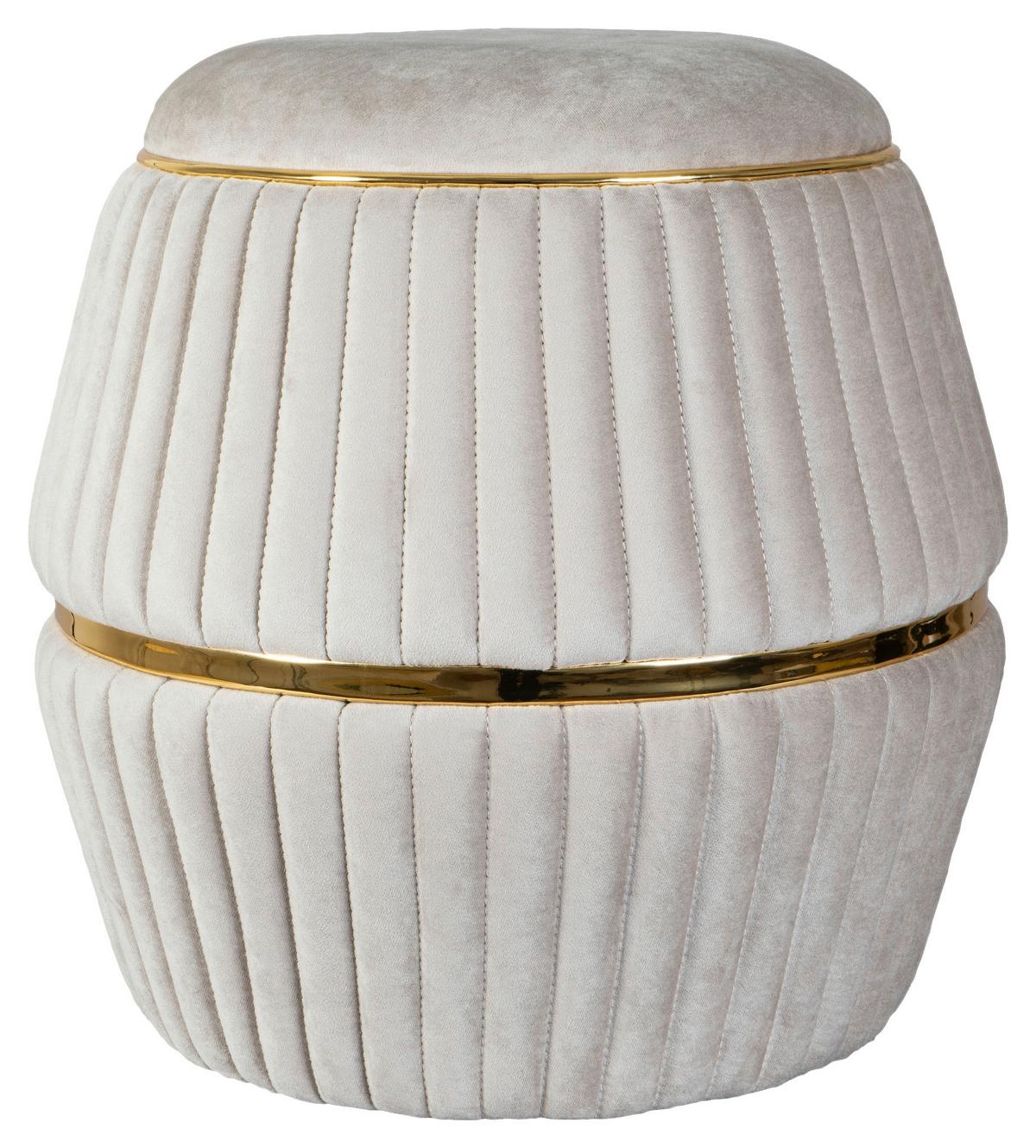 HOCKER DORIC 225 - Taupe/Goldfarben, Design, Textil (51,5/53cm) - Kayoom