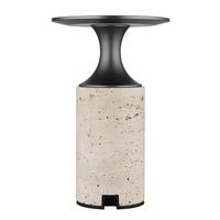 AKKU-TISCHLEUCHTE 21053 TRAVERTIN - Weiss/Graphitfarben, Design, Kunststoff/Stein (12/18,8cm) - Globo