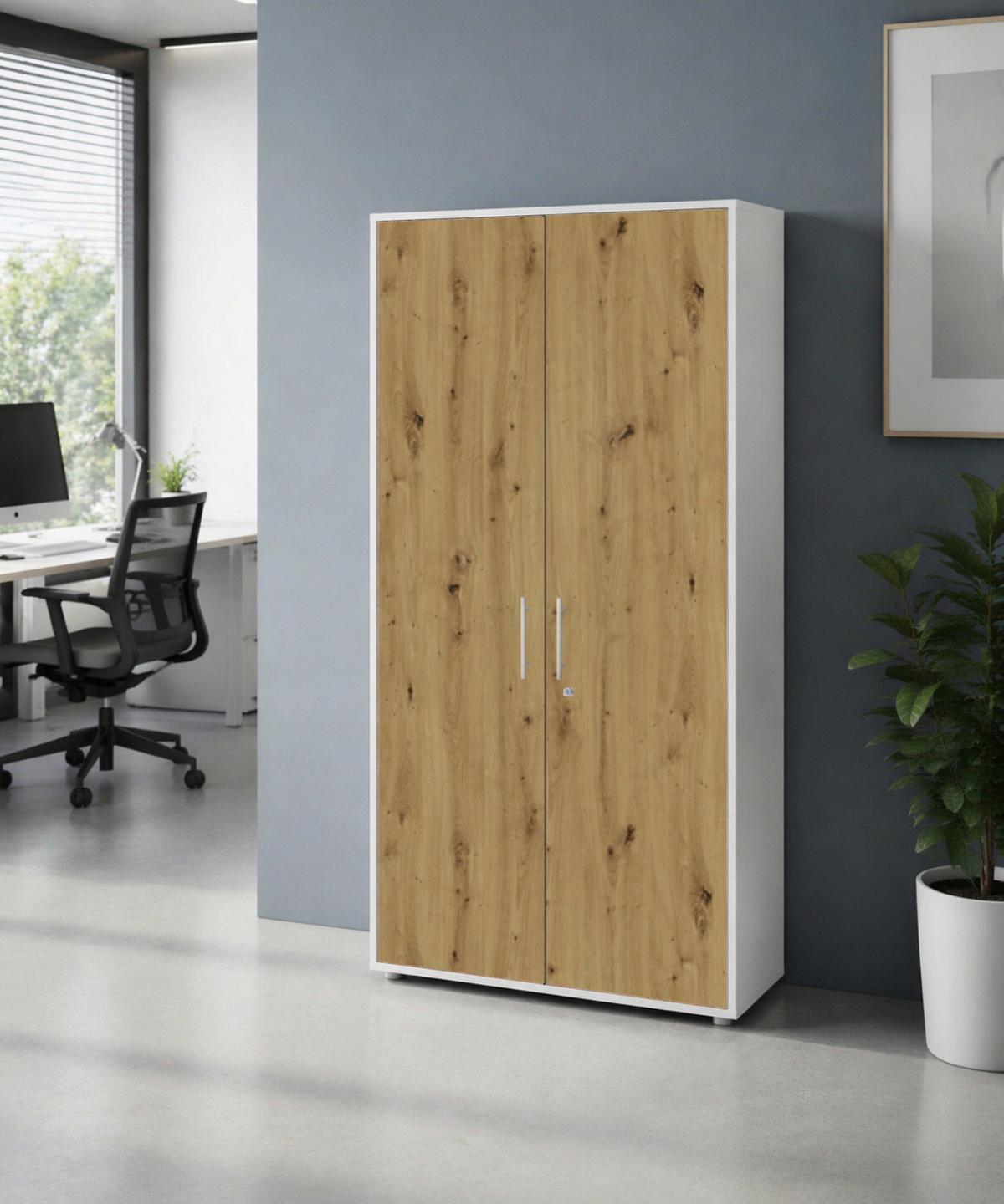 AKTENSCHRANK OFFICE EDITION - Eiche Artisan/Weiß, MODERN, Holzwerkstoff (84,4/185,6/33cm) - MID.YOU