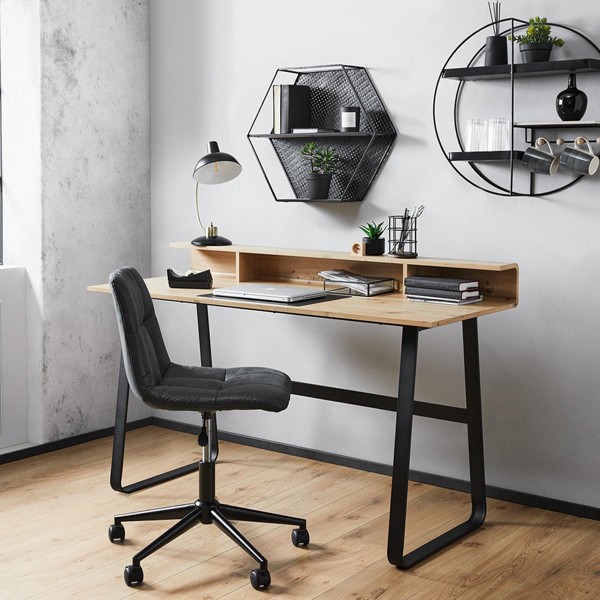 Drehstuhl Clelie Dunkelgrau Mikrofaser - Dunkelgrau/Schwarz, MODERN, Holz/Kunststoff (45/79-89/57cm) - Bessagi Home