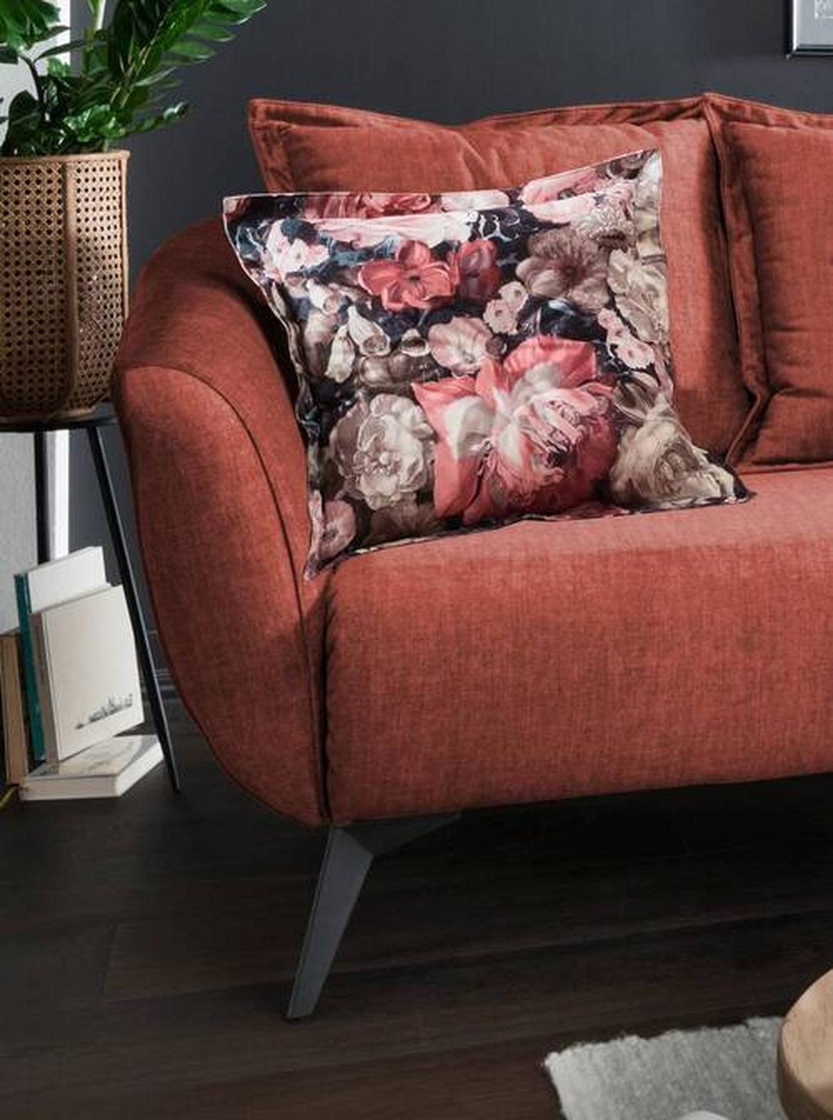 Wohnlandschaft Baggio Koralle Velours - Koralle/Multicolor, MODERN, Holz/Textil (277/162cm) - Livetastic