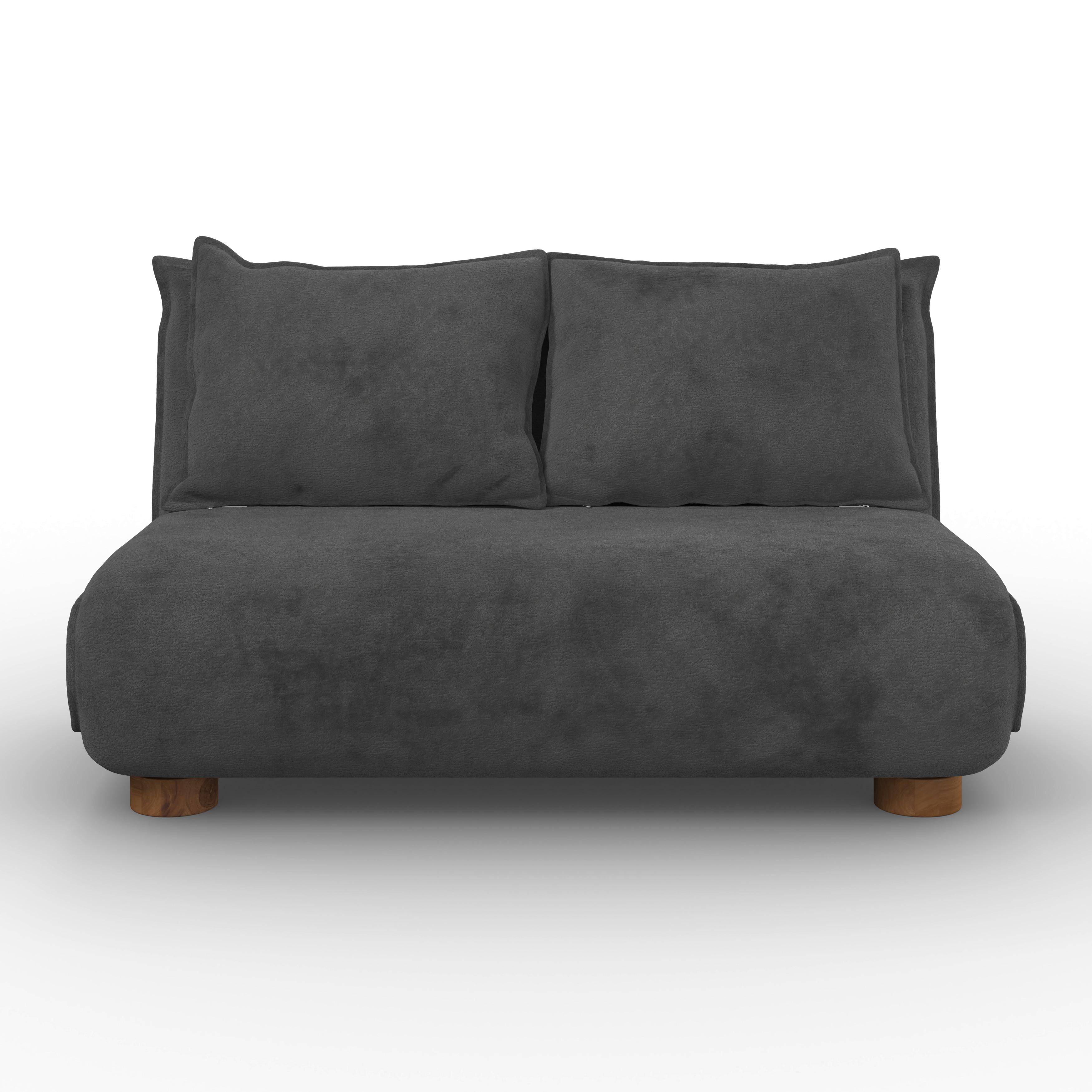 Schlafsofa Bella Bouclé Dunkelgrau - Dunkelgrau/Naturfarben, MODERN, Holz/Textil (141/77/85cm) - Bessagi Home