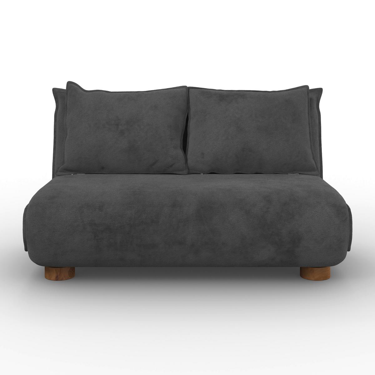 Schlafsofa Bella Dunkelgrau Bouclé - Dunkelgrau/Naturfarben, MODERN, Holz/Textil (141/77/85cm) - Bessagi Home