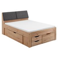 ŁÓŻKO ZE SCHOWKAMI MAXI - dąb artisan/szary, Konventionell, materiał drewnopochodny/tkanina (140/200cm) - Carryhome