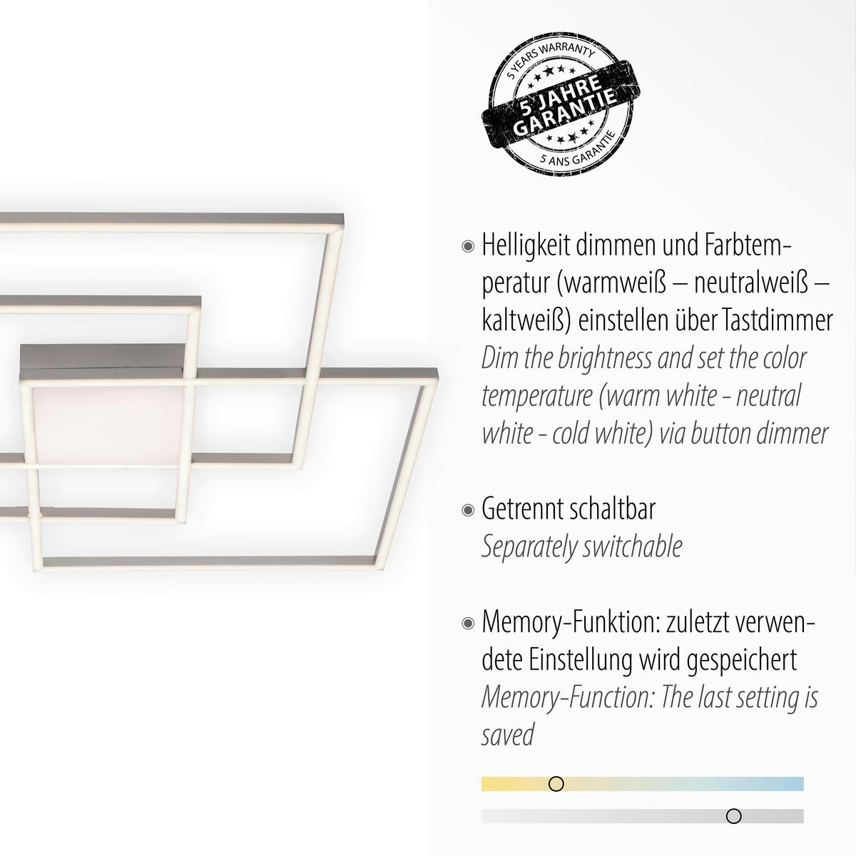 LED-Deckenleuchte Asmin max. 48 Watt - Silberfarben, Design, Kunststoff/Metall (75/75/6cm)