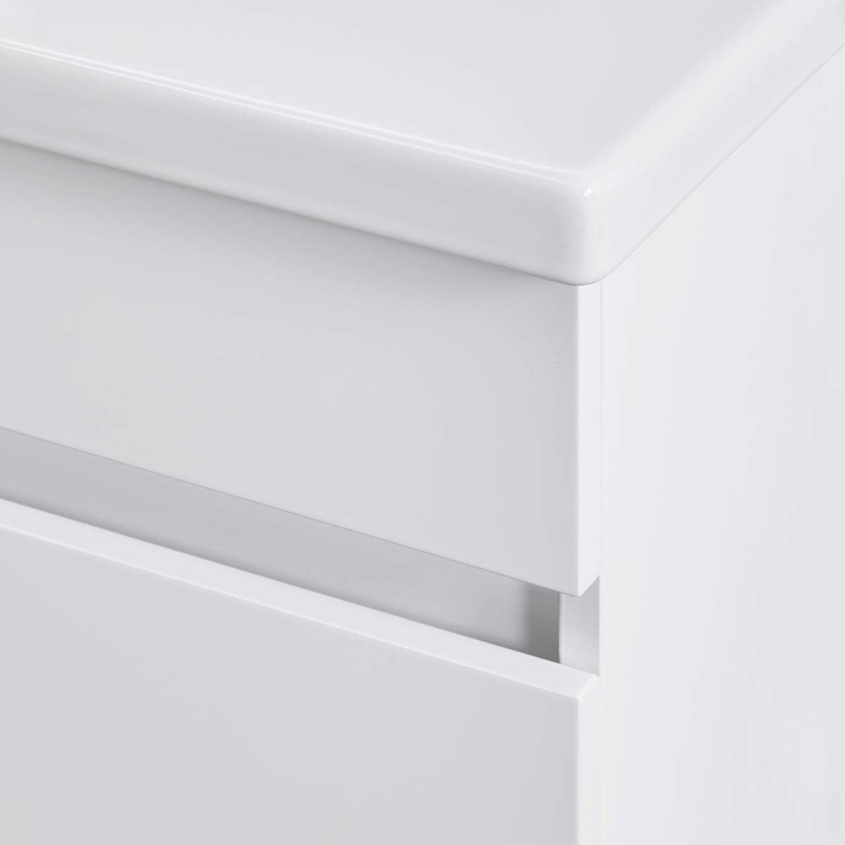 meuble-lavabo Waschbecken & Spiegel, weiss - clair/blanc, Modern, céramique/verre (80/70/47/70/47/13cm) - Bessagi Home