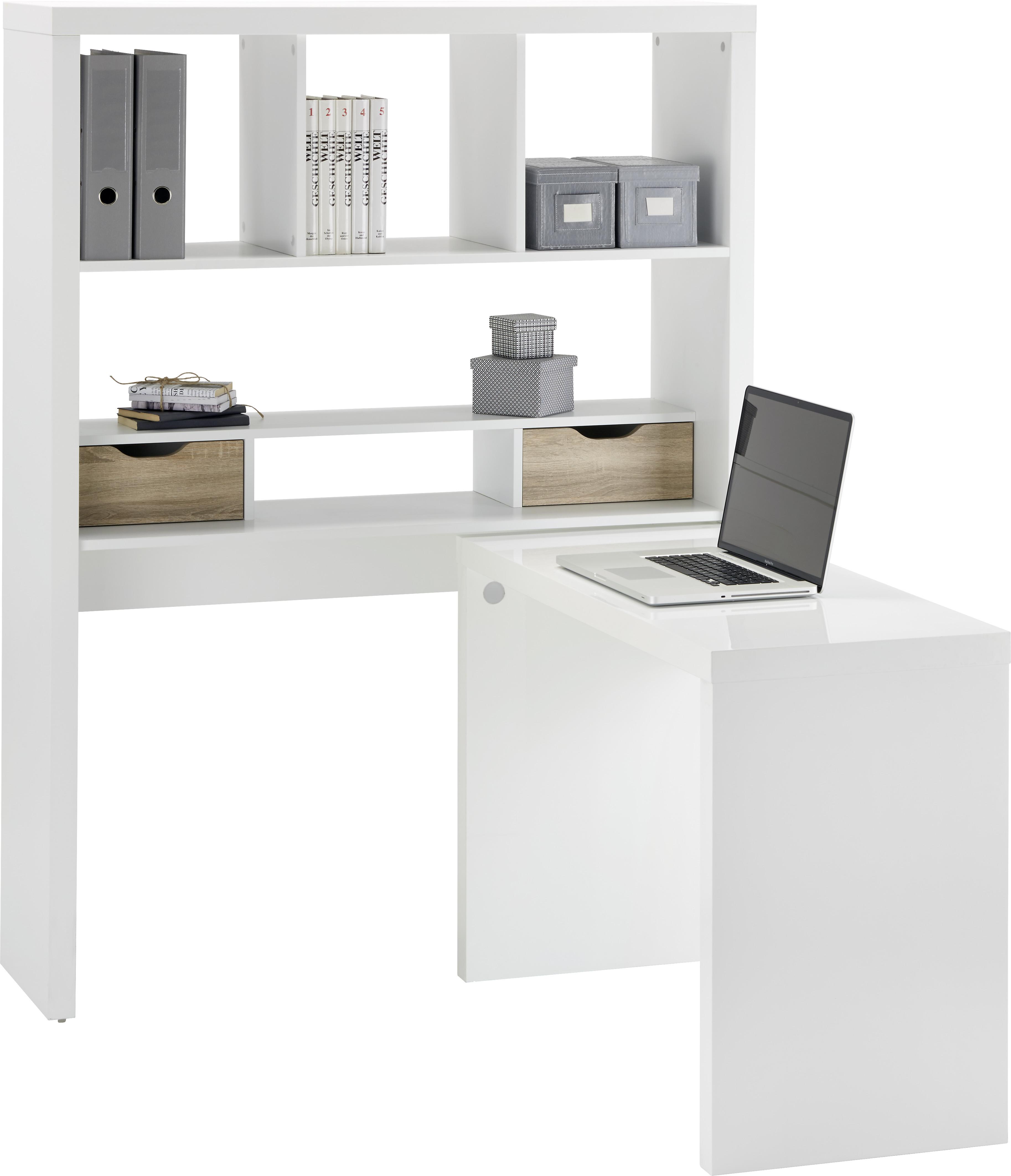 Íróasztal Space - Tölgyfa/Fehér, modern, Faalapú anyag (117,2/156,6/45cm) - Modern Living