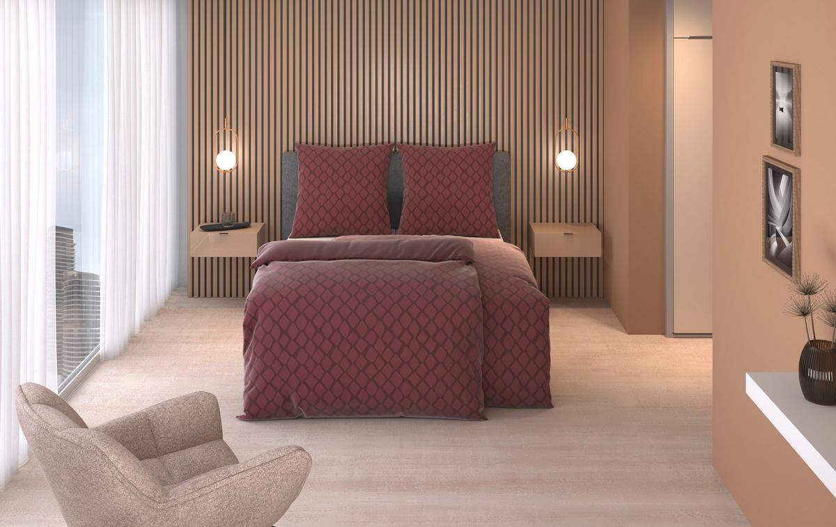 POŚCIEL DWUSTRONNA SNAKO - DK - wiśniowoczerwony, Design, tkanina (200/200cm) - Dieter Knoll