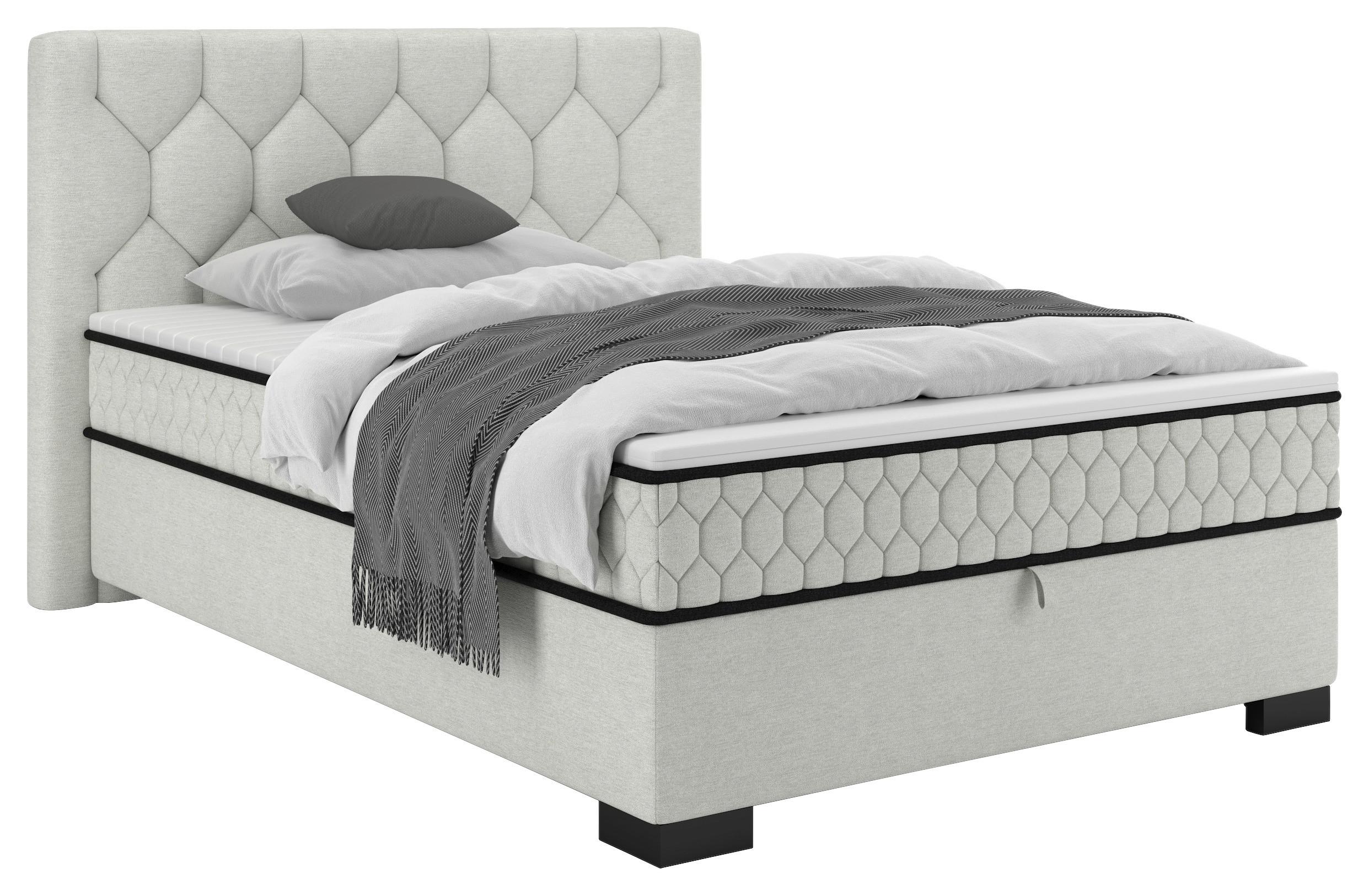 Boxbett Maya D Hellgrau ca. 120x200cm - Hellgrau/Schwarz, KONVENTIONELL, Holz/Holzwerkstoff (120/200cm) - Mömax