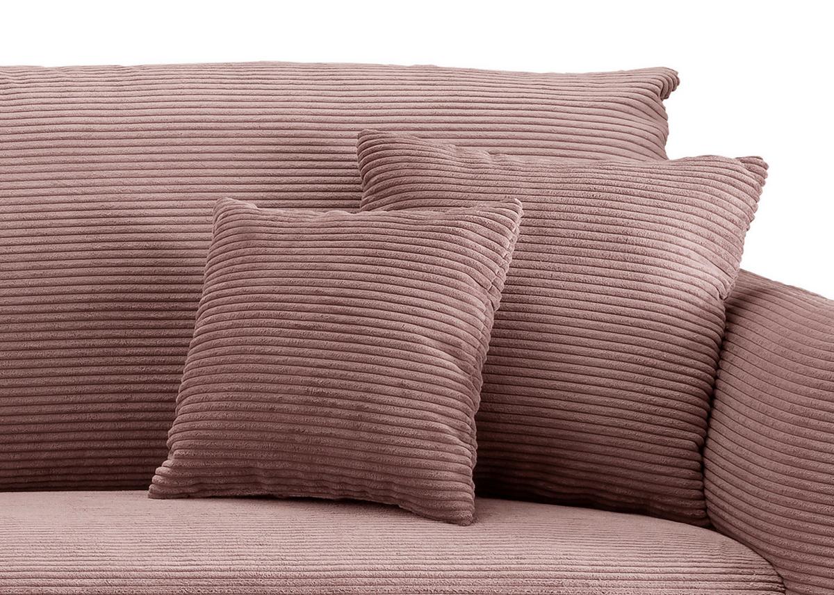 Wohnlandschaft Vanilla Rosa Cord - Schwarz/Rosa, Design, Textil/Metall (178/264-302cm) - Livetastic