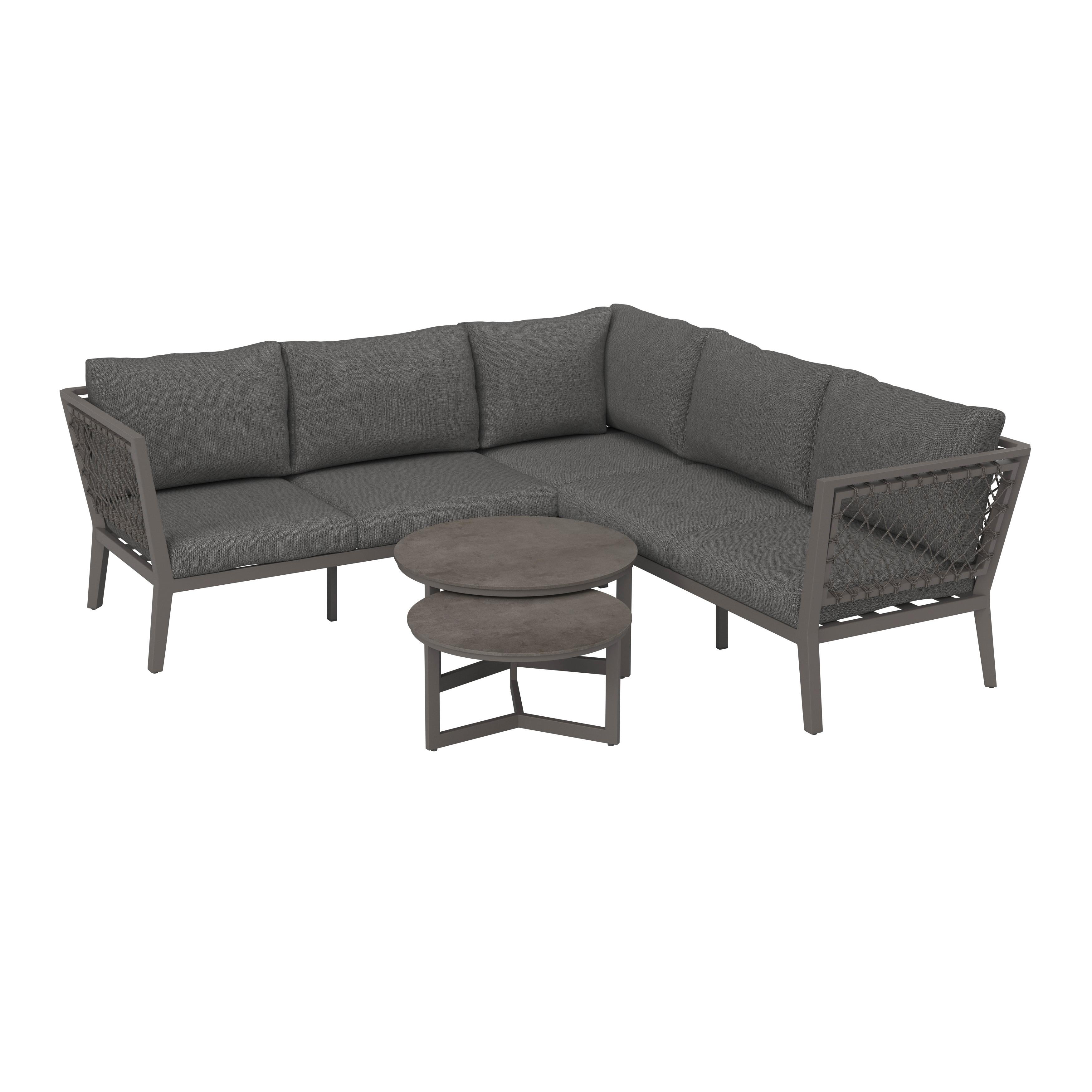 LOUNGEGRUPP MALOU - mörkgrå/antracit, Modern, metall/textil (218/68/76,5cm) - Bessagi Garden