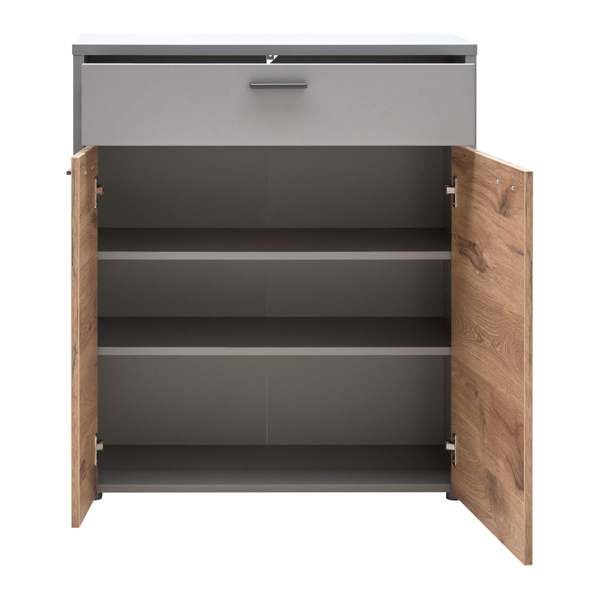 Schuhschrank Dynamic Grau/Eichefarben - Wildeiche/Hellgrau, Modern, Holzwerkstoff (80/92/37cm) - Mömax