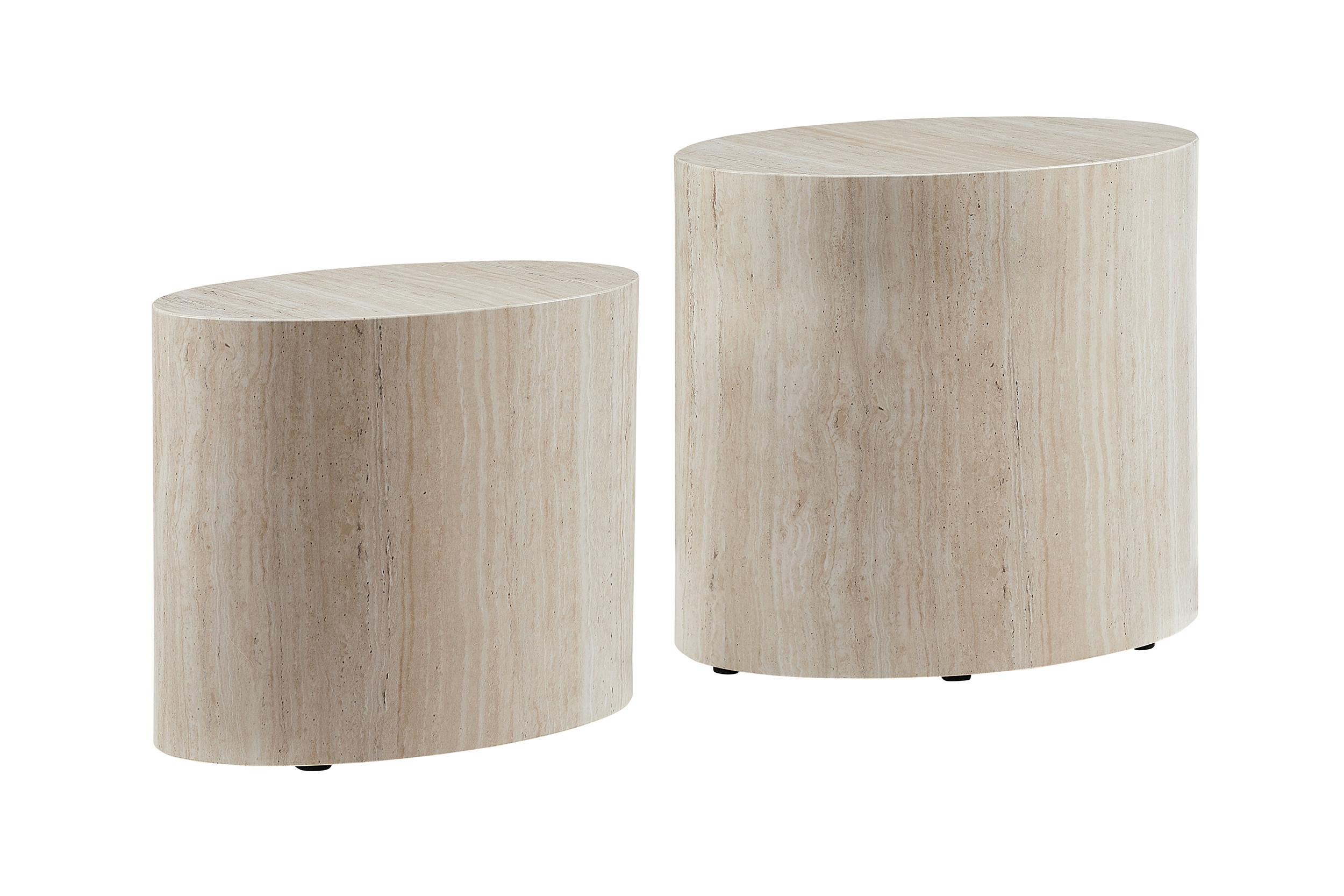 Set Klubskih Mizic Beige, Bež, 2 Kos - bež, Moderno, leseni material (48-40/33-24,5/40-33cm) - Livetastic