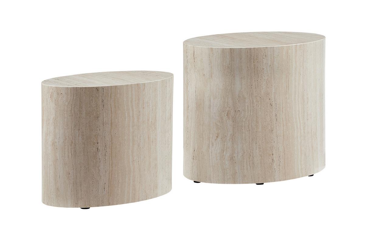 Set Klubskih Mizic Beige, Bež, 2 Kos - bež, Moderno, leseni material (48-40/33-24,5/40-33cm) - Livetastic