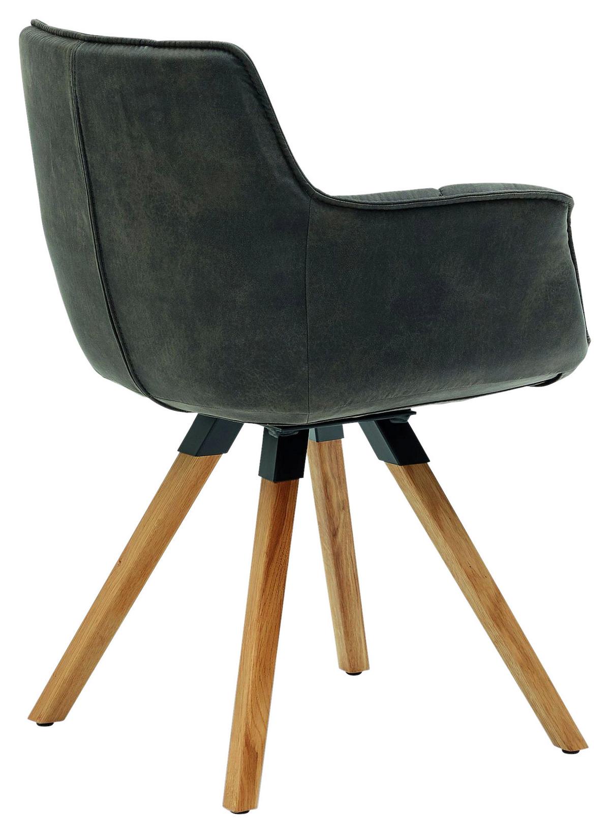 KRZESŁO Z PODŁOKIETNIKAMI TAMINA -MR- - kolor dębowy/antracytowy, Konventionell, tkanina/drewno (67/85/60cm) - Musterring