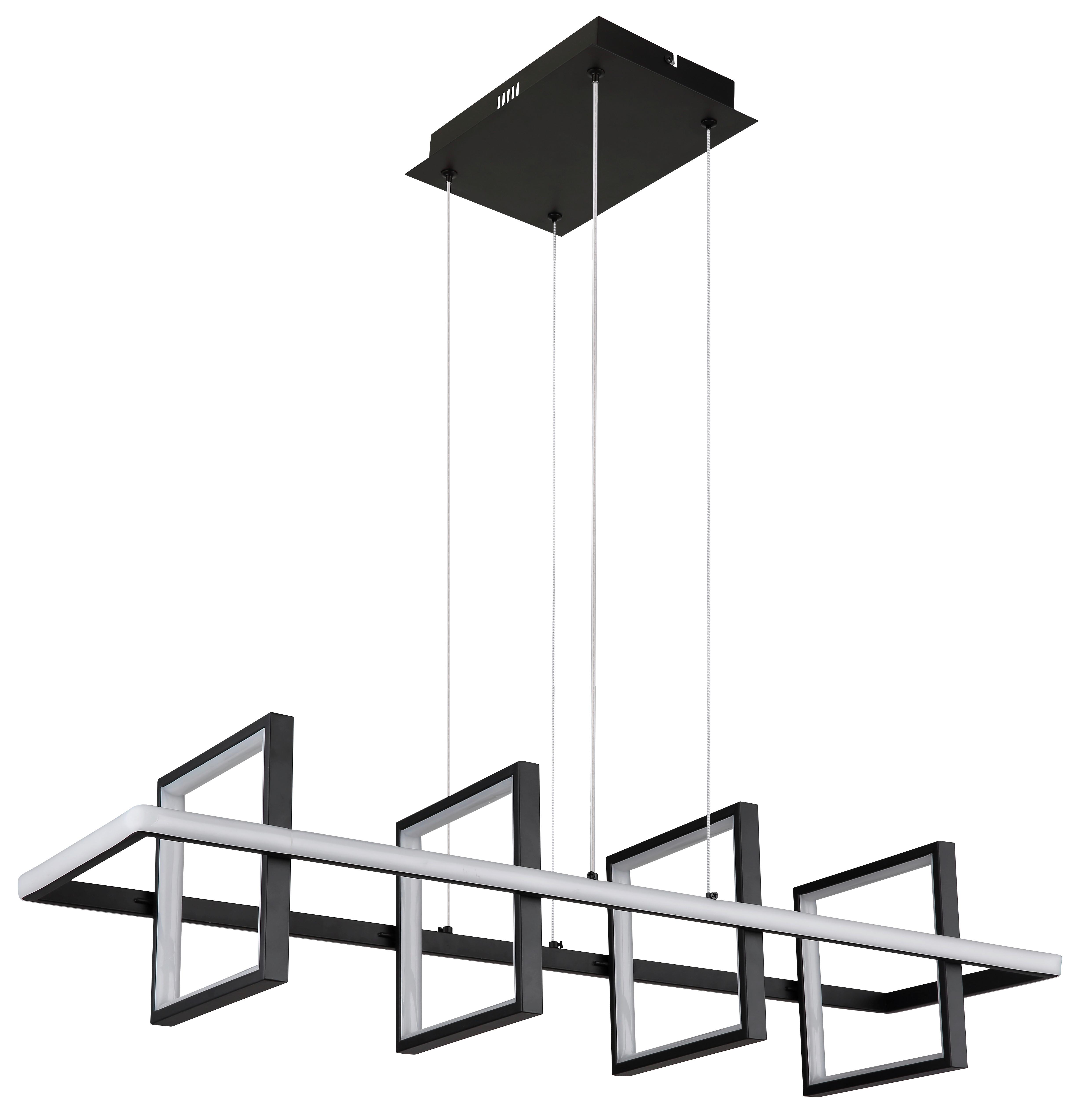 Viseča Led-svetilka Wolfhard, S Sijalko - črna/opal, Design, kovina/umetna masa (90/28/120cm) - Globo